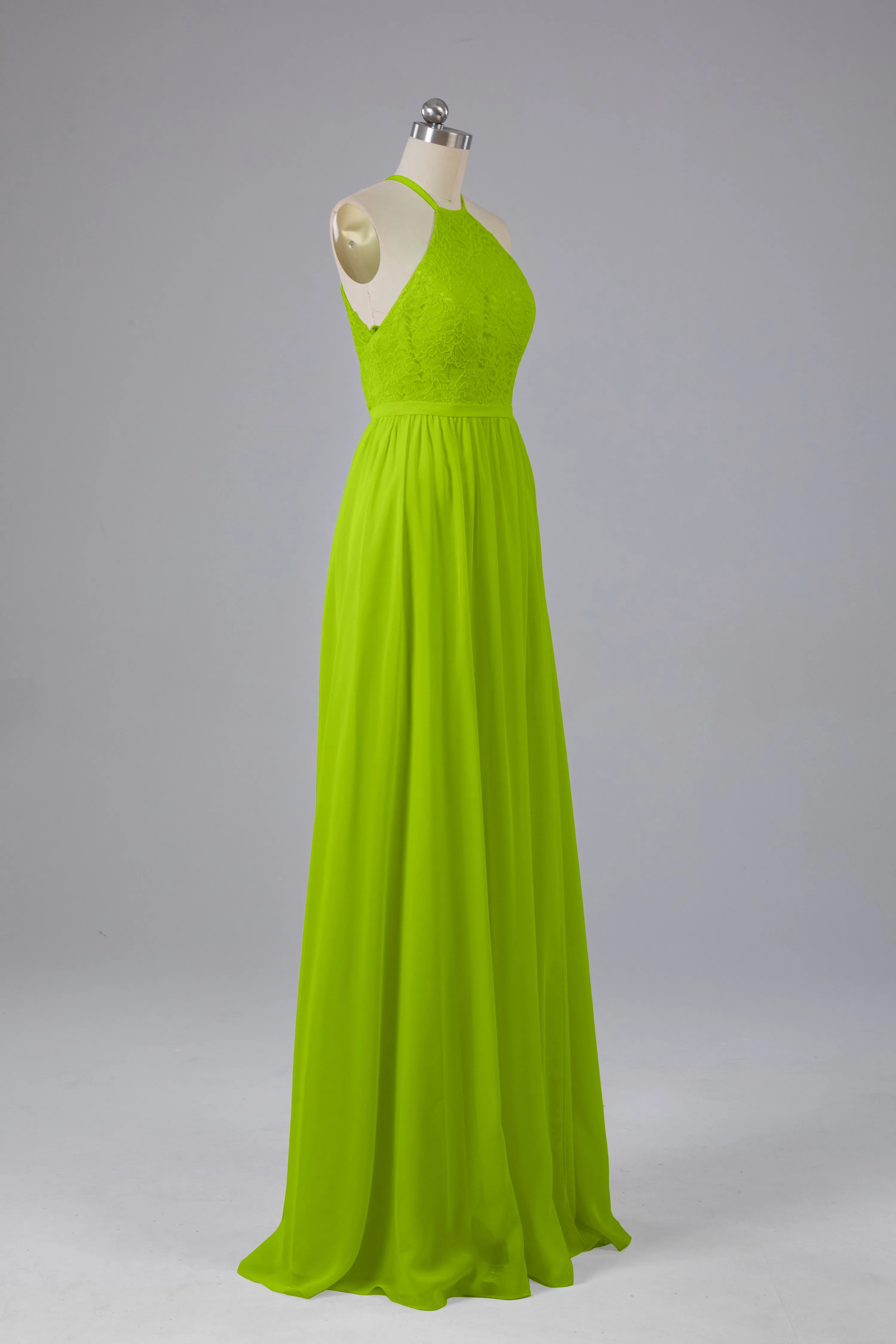 Chiffon Halter A-line Floor Length Bridesmaid Dresses