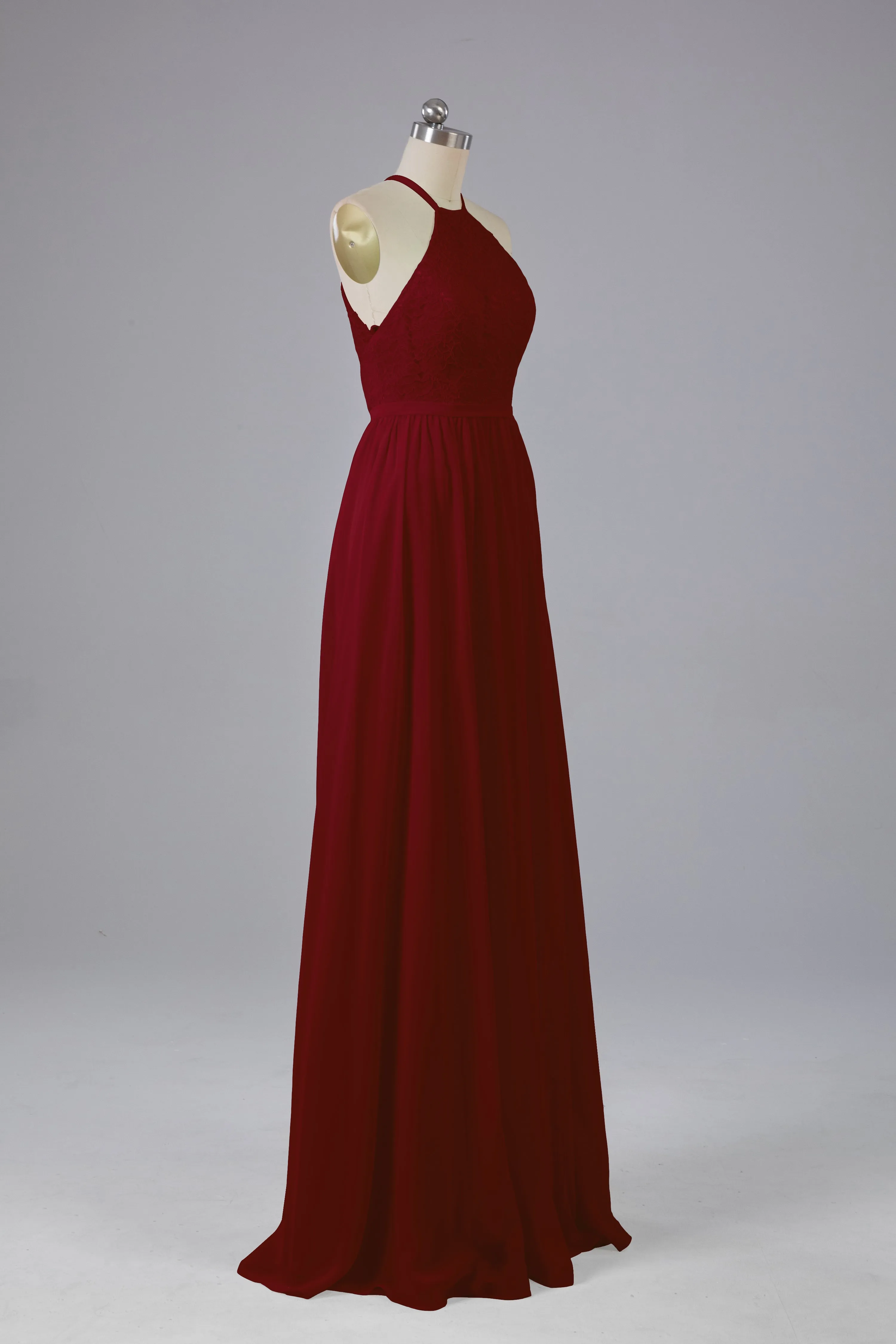 Chiffon Halter A-line Floor Length Bridesmaid Dresses