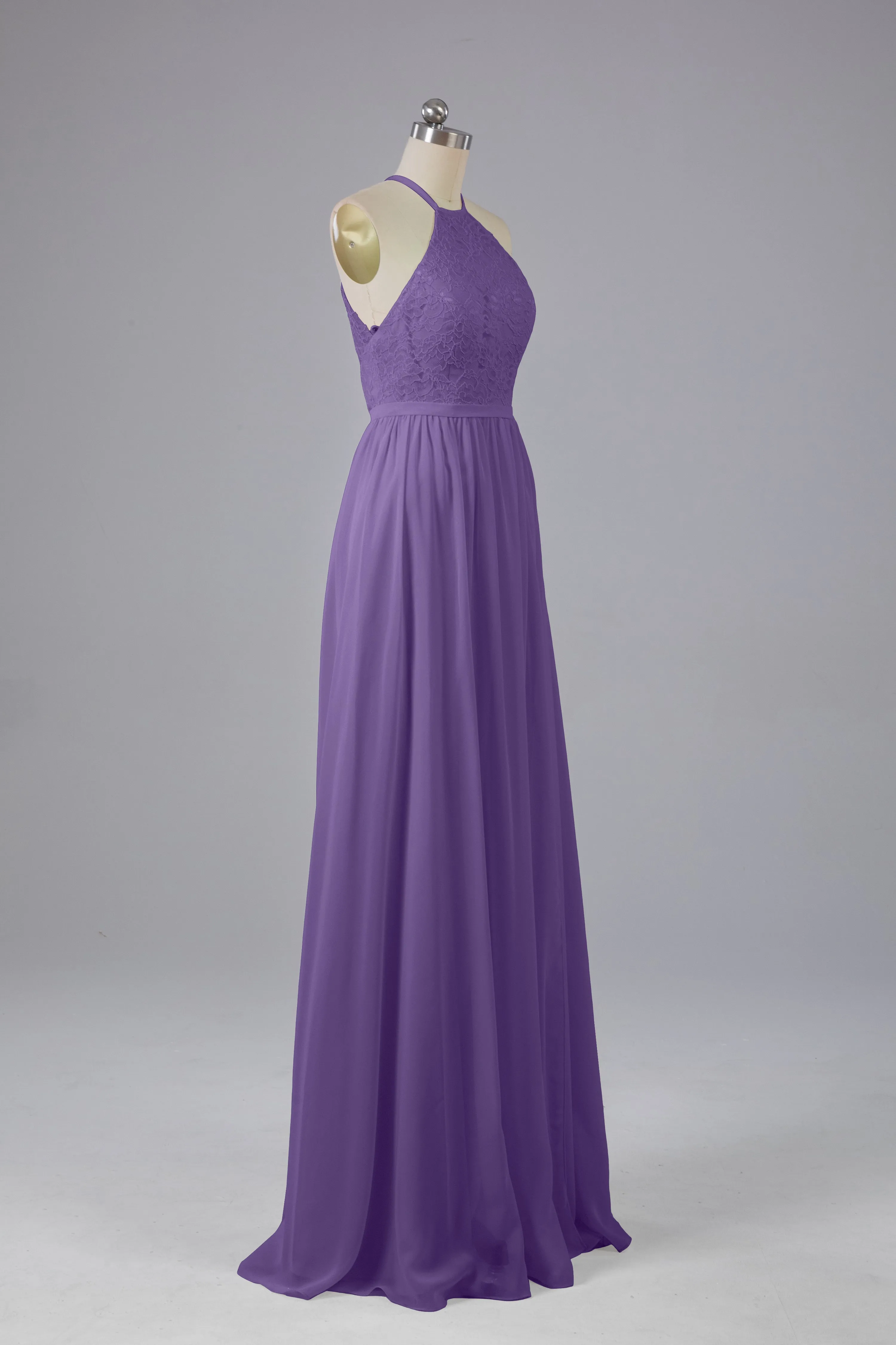 Chiffon Halter A-line Floor Length Bridesmaid Dresses