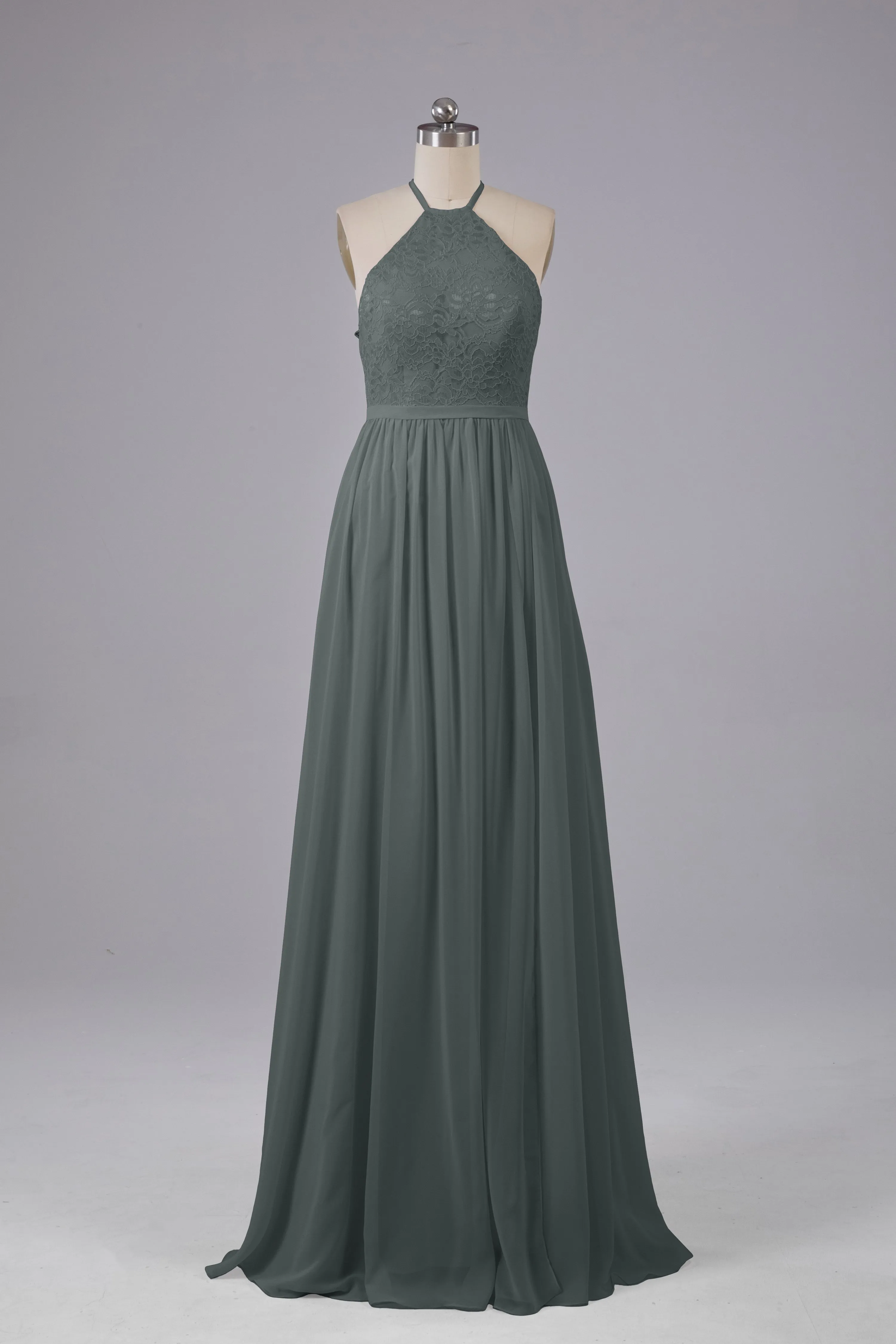 Chiffon Halter A-line Floor Length Bridesmaid Dresses