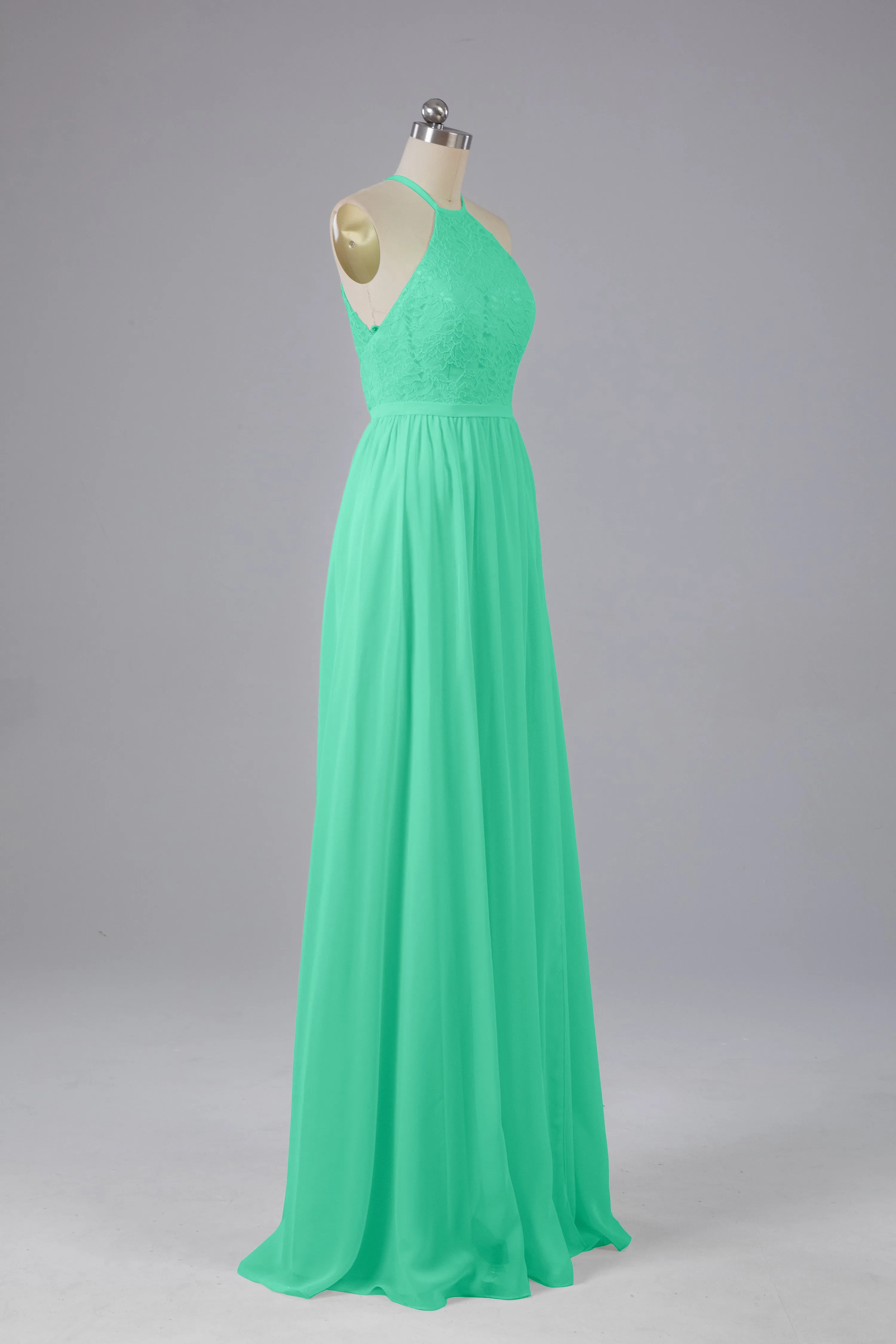 Chiffon Halter A-line Floor Length Bridesmaid Dresses