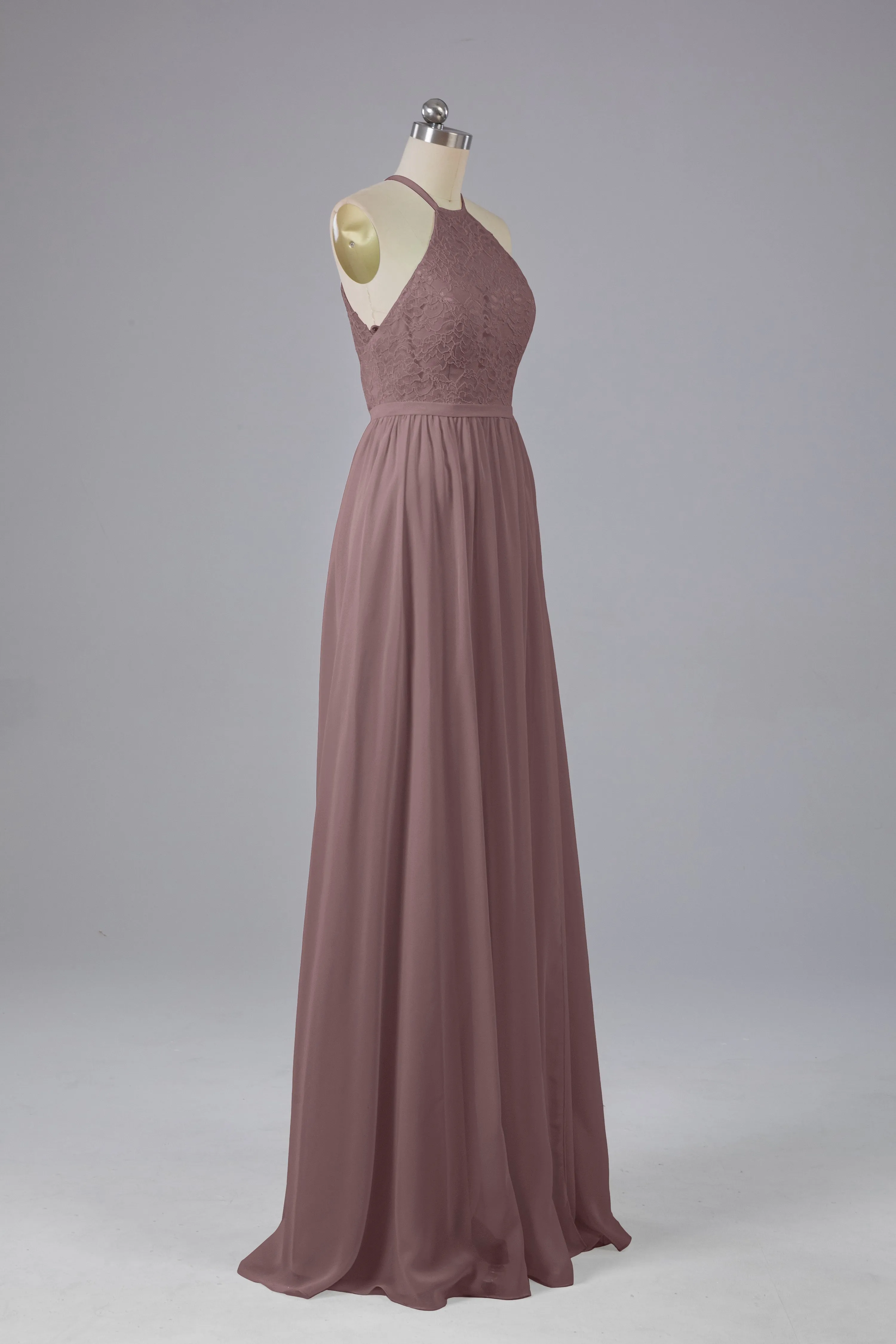 Chiffon Halter A-line Floor Length Bridesmaid Dresses