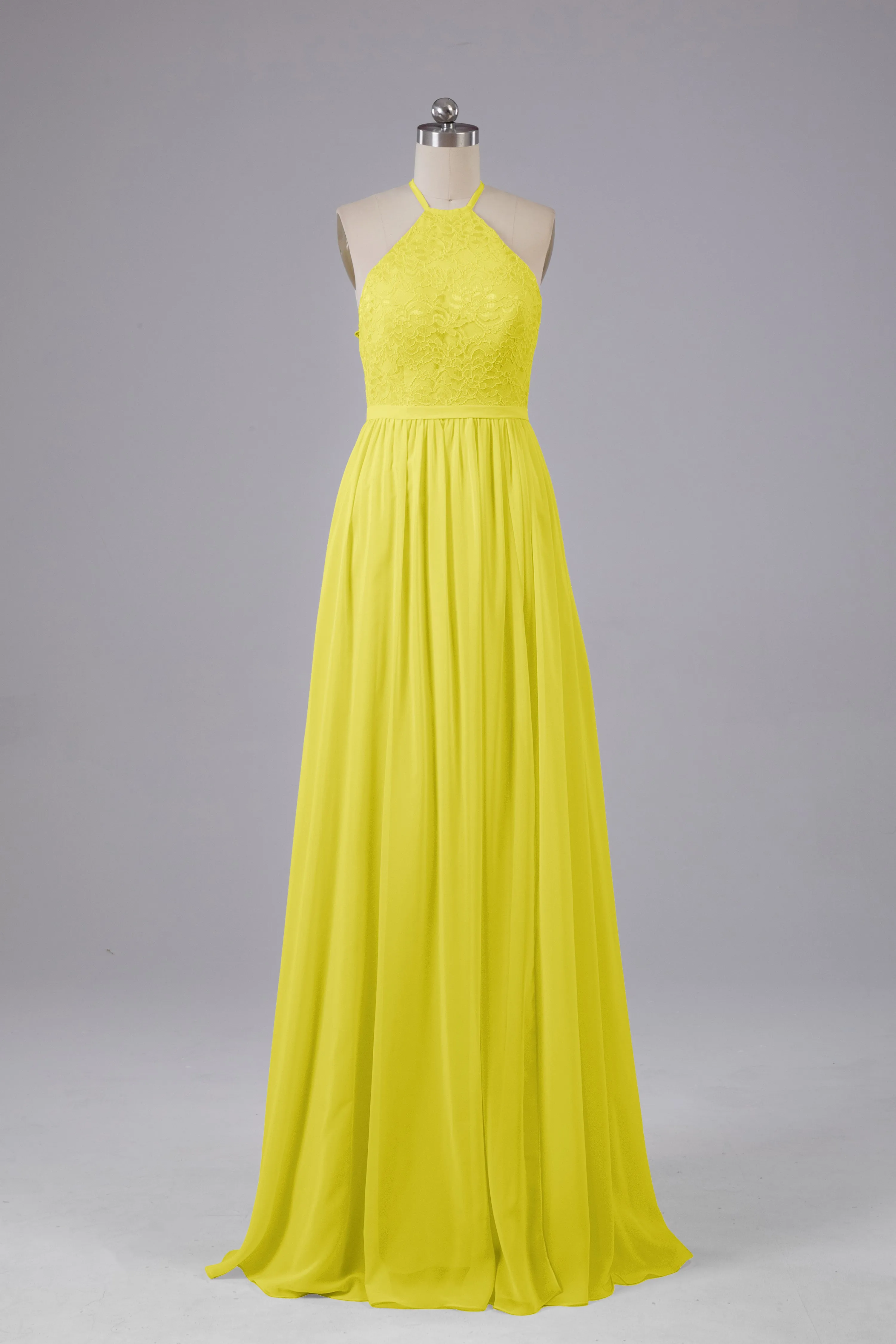 Chiffon Halter A-line Floor Length Bridesmaid Dresses