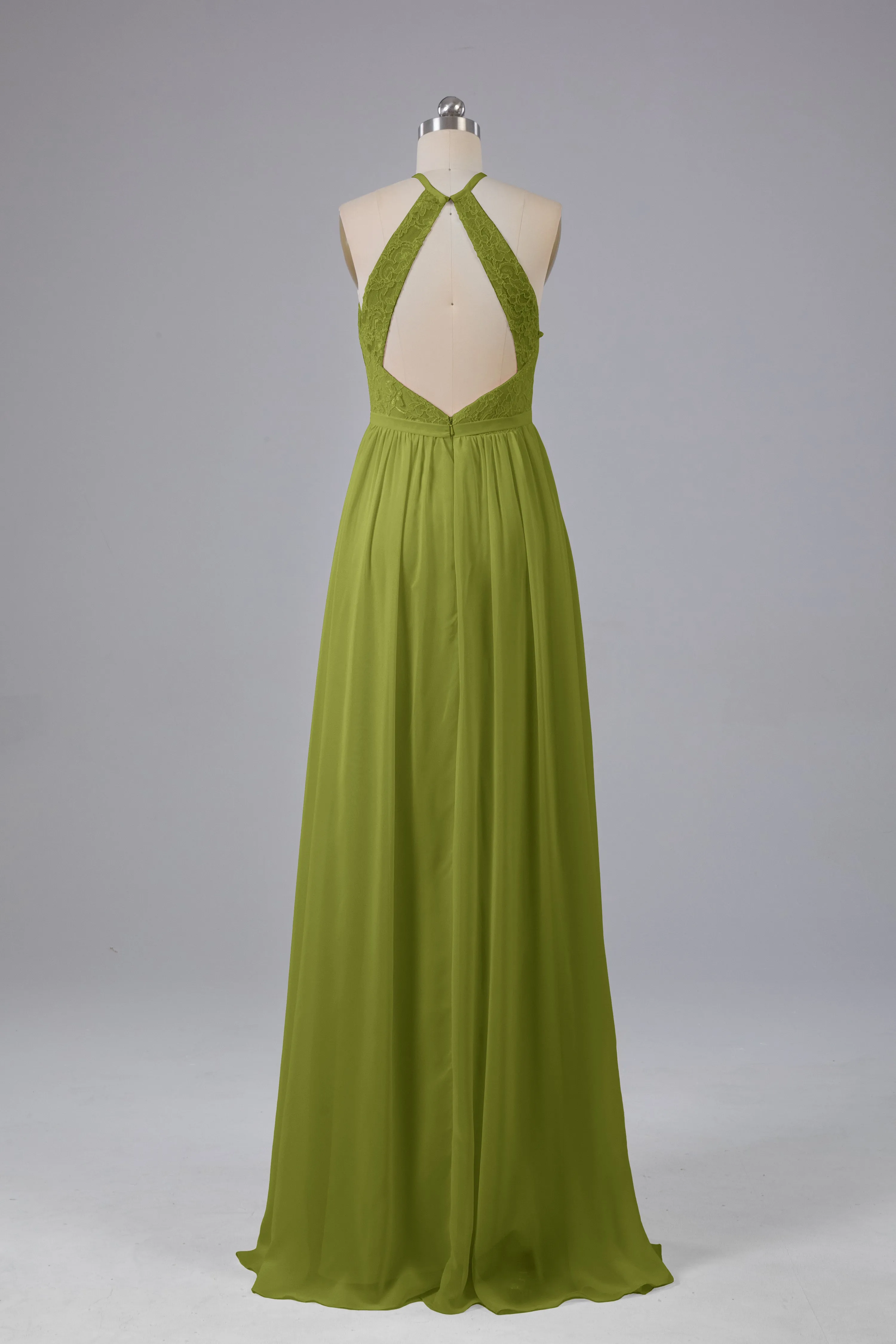 Chiffon Halter A-line Floor Length Bridesmaid Dresses