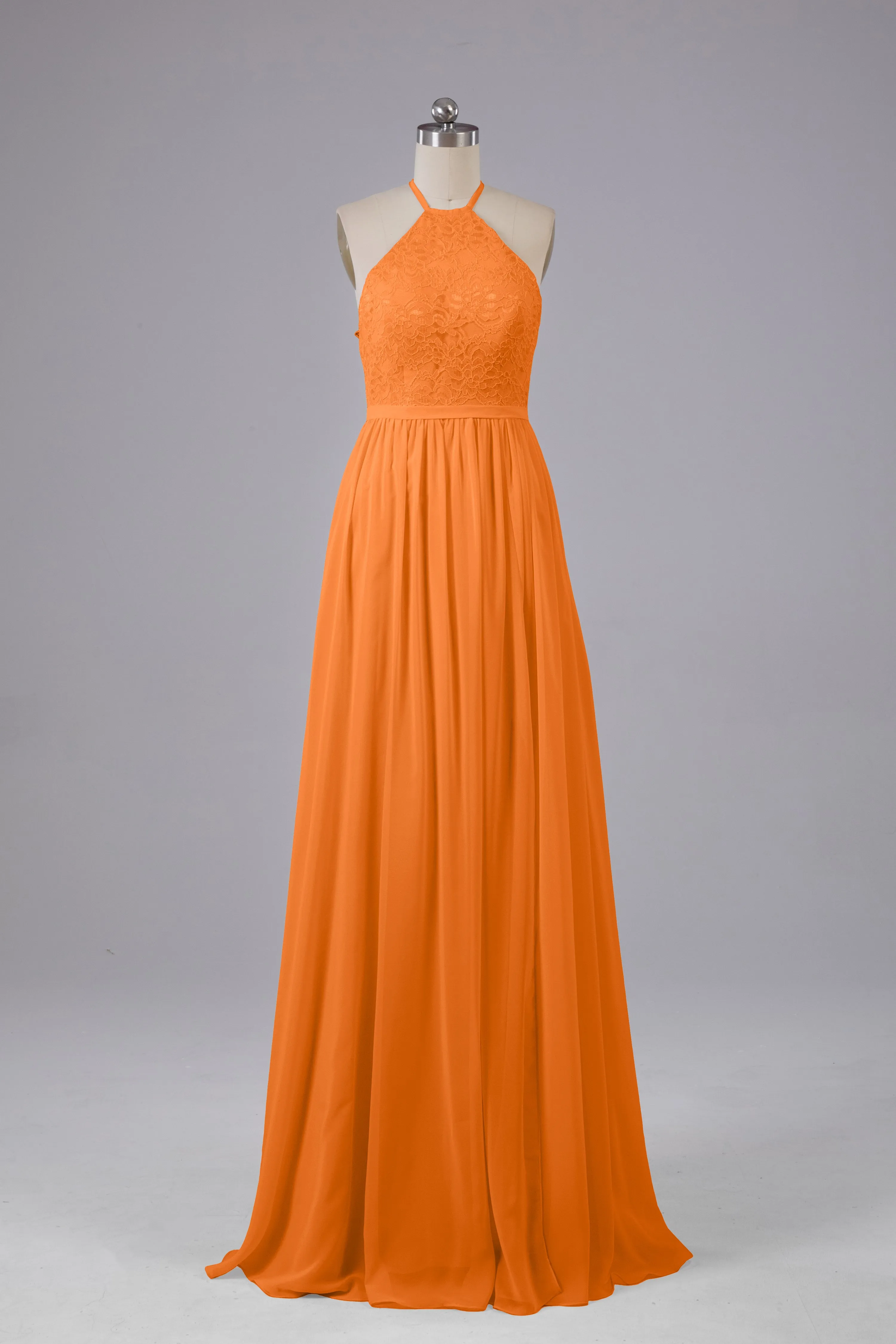 Chiffon Halter A-line Floor Length Bridesmaid Dresses
