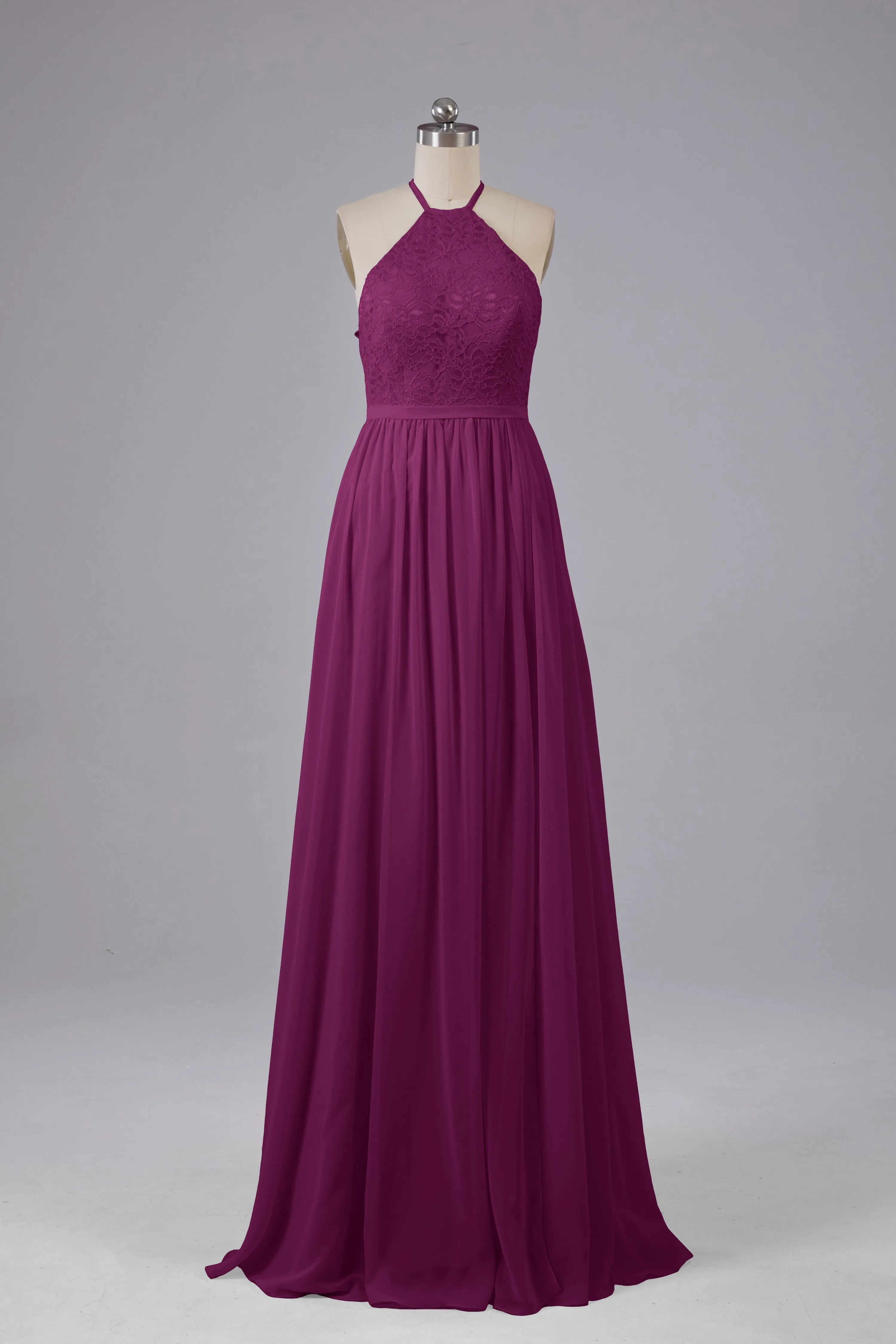 Chiffon Halter A-line Floor Length Bridesmaid Dresses