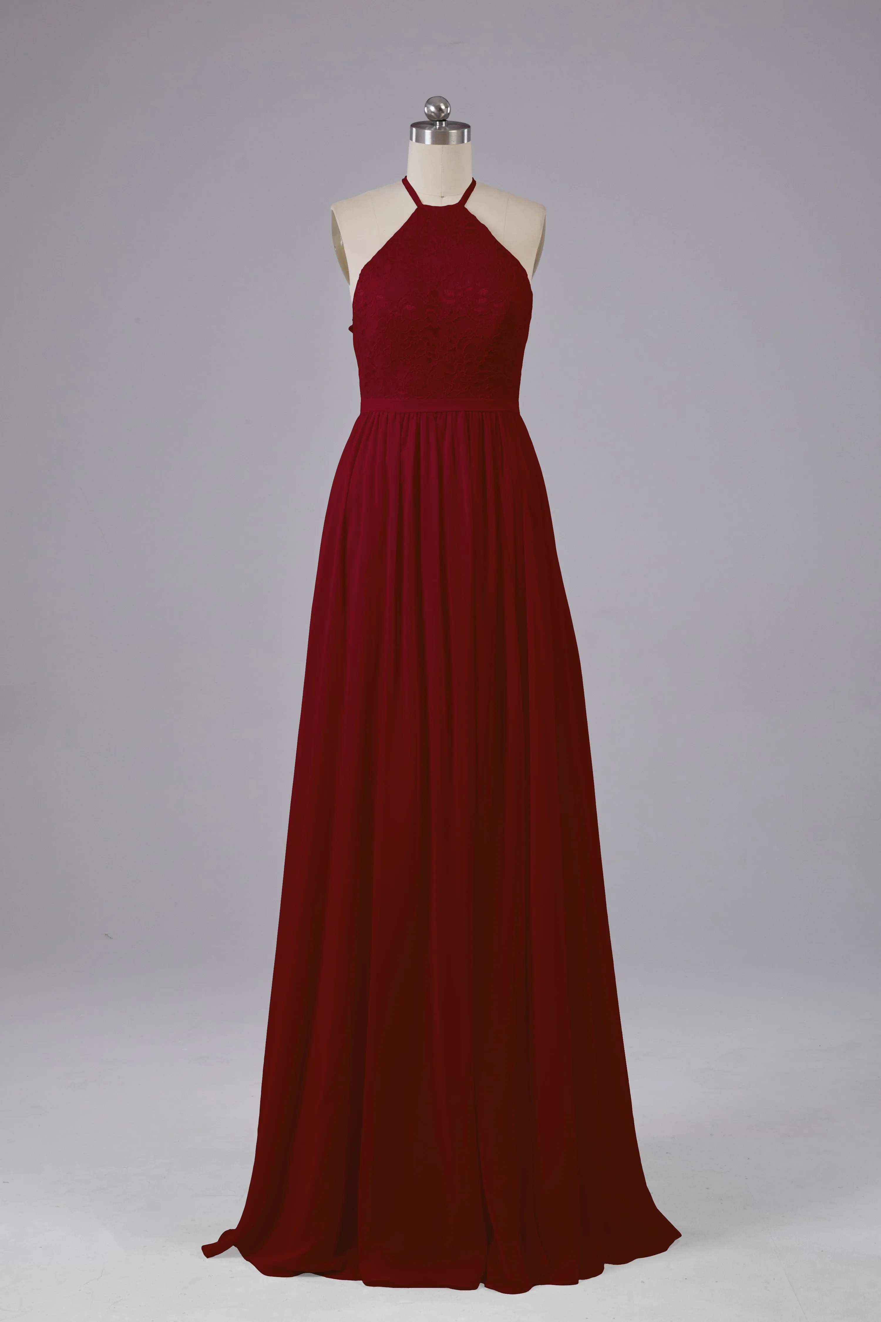 Chiffon Halter A-line Floor Length Bridesmaid Dresses