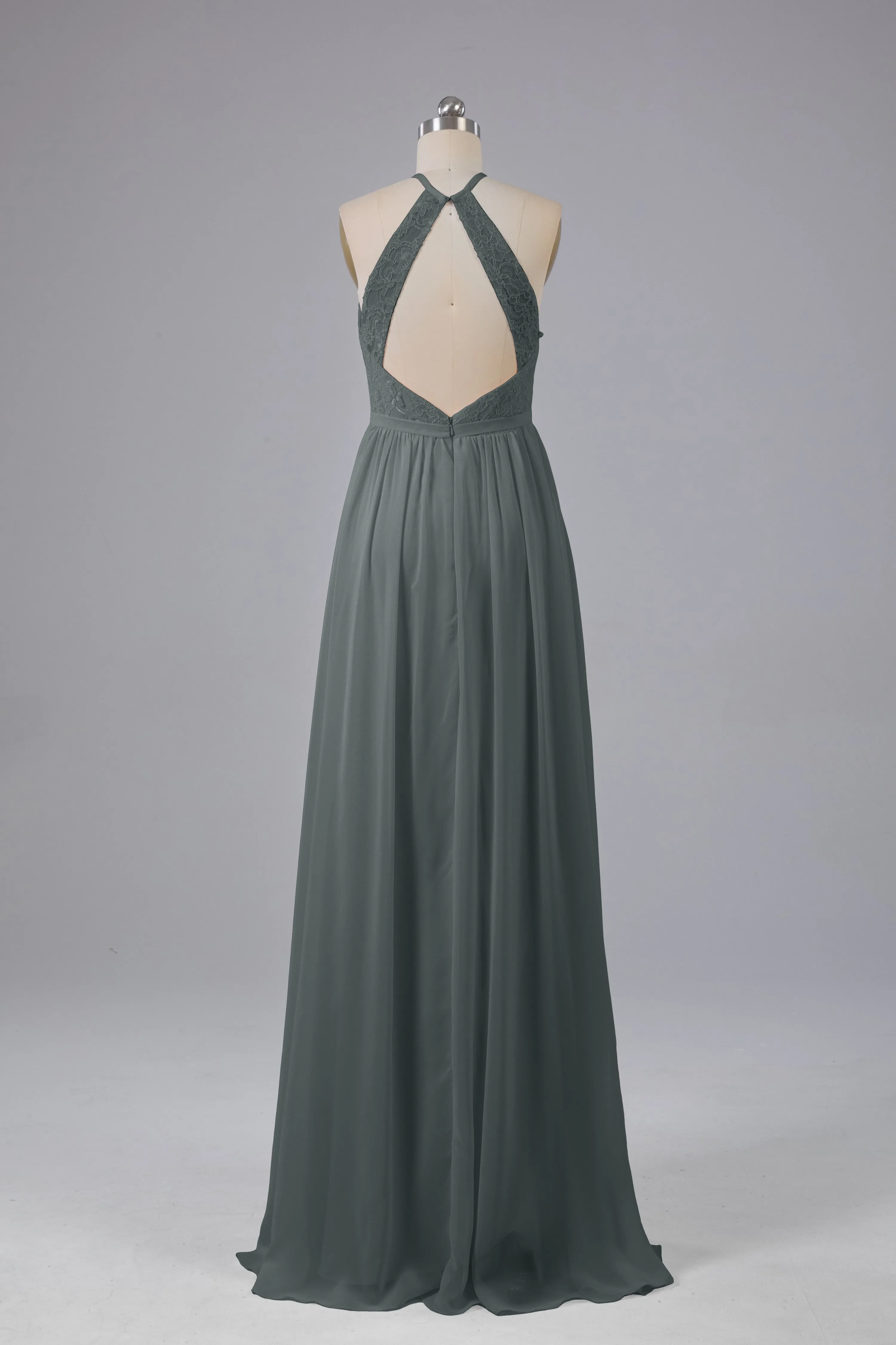 Chiffon Halter A-line Floor Length Bridesmaid Dresses