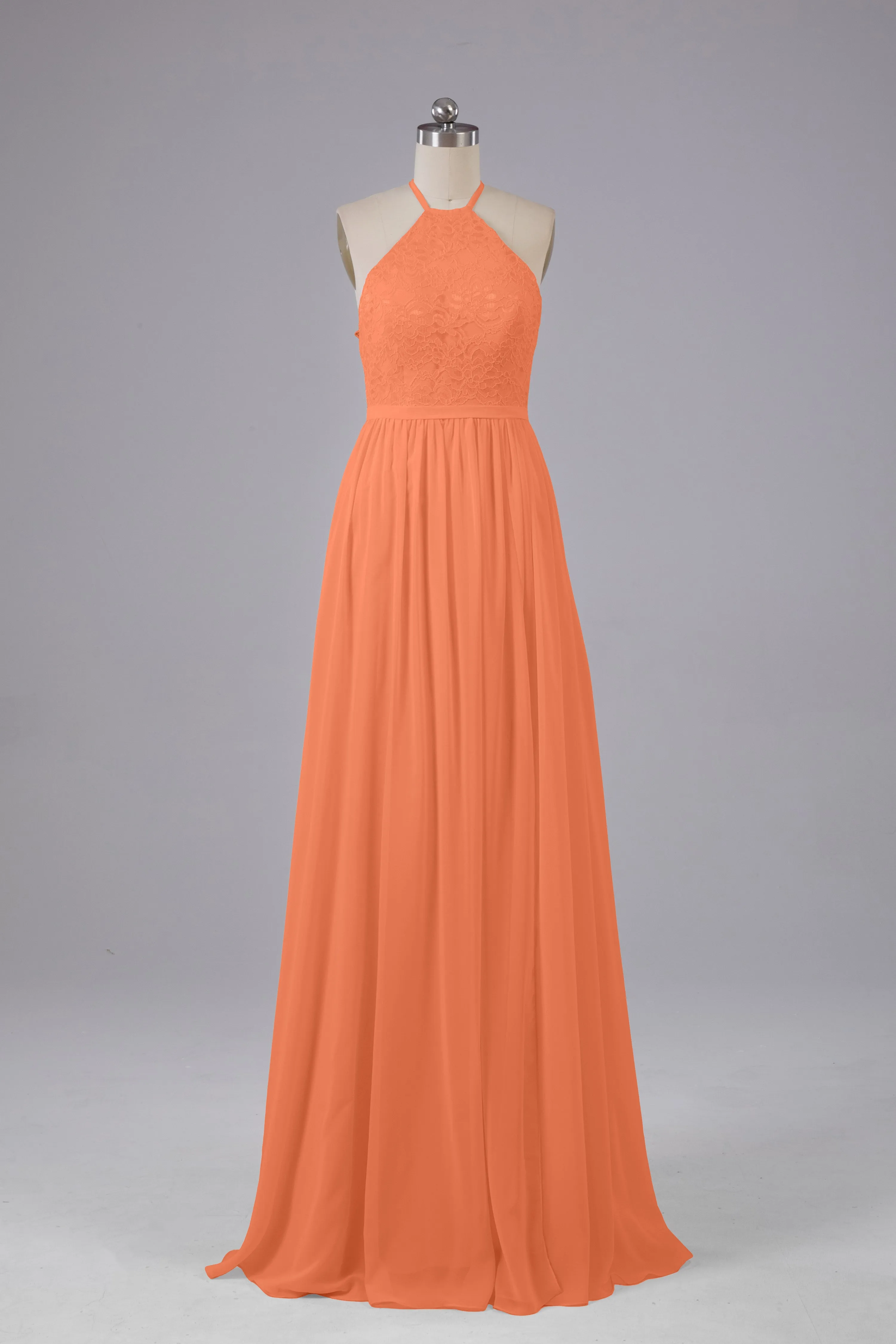 Chiffon Halter A-line Floor Length Bridesmaid Dresses