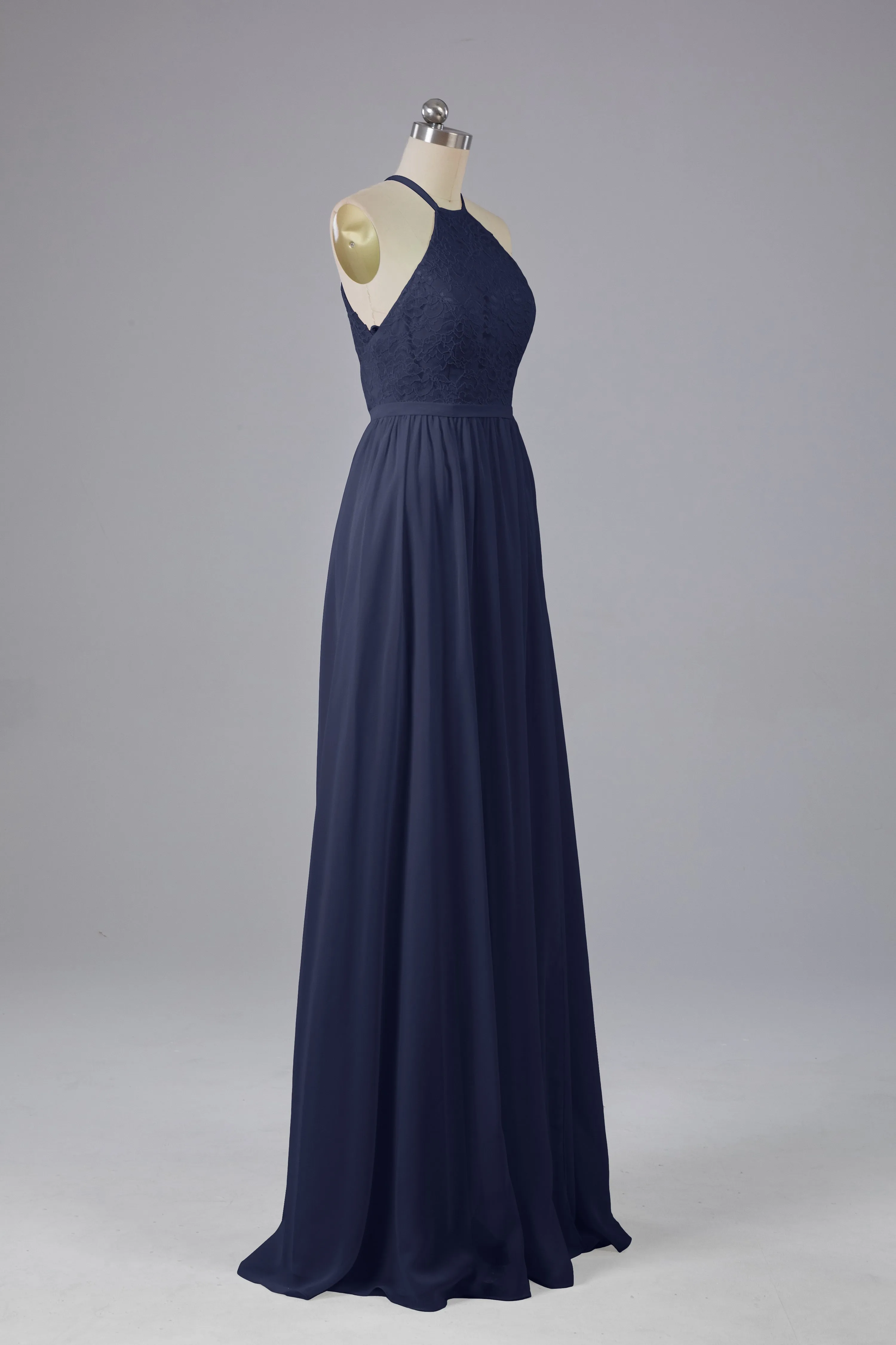 Chiffon Halter A-line Floor Length Bridesmaid Dresses