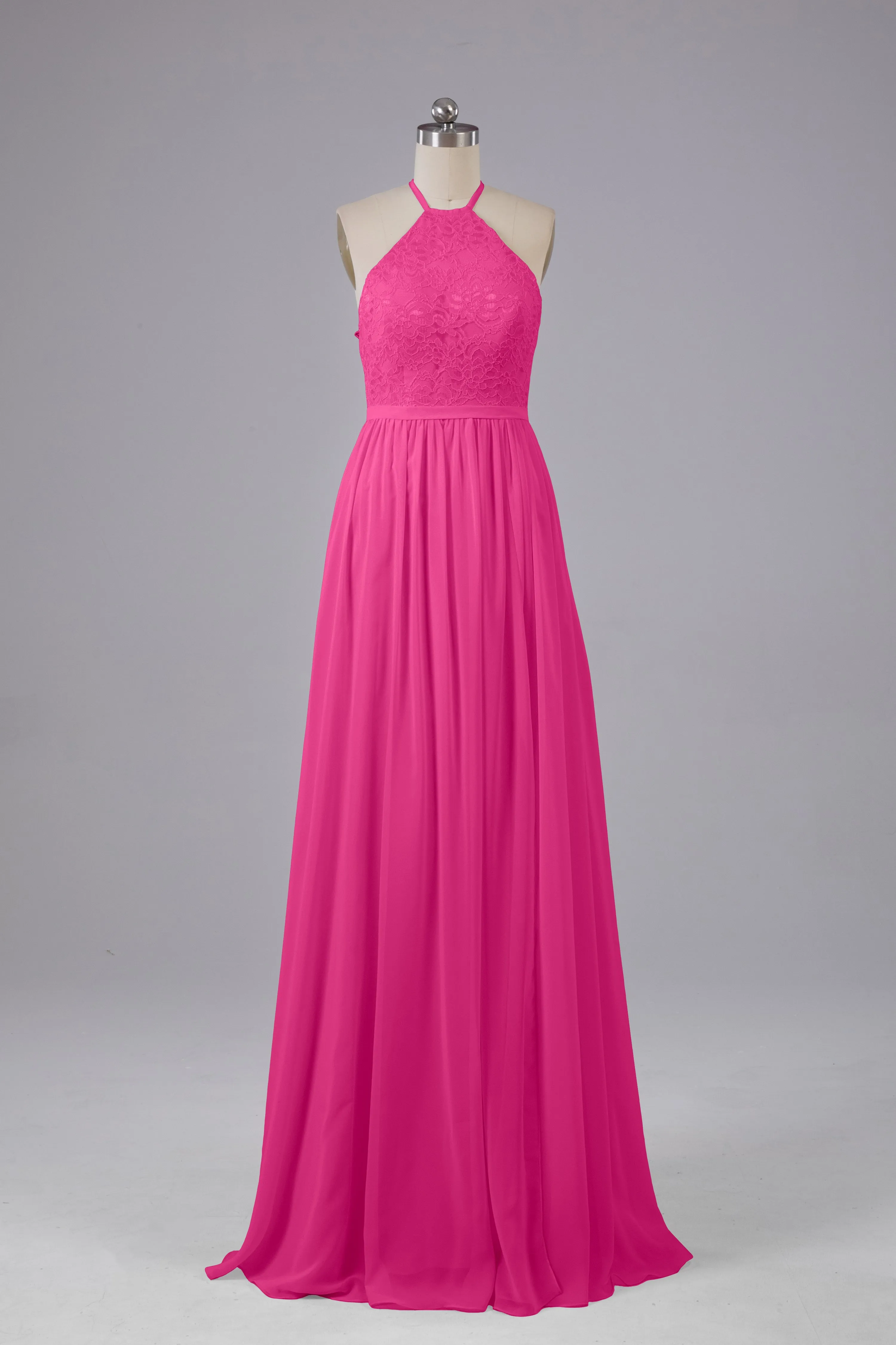 Chiffon Halter A-line Floor Length Bridesmaid Dresses