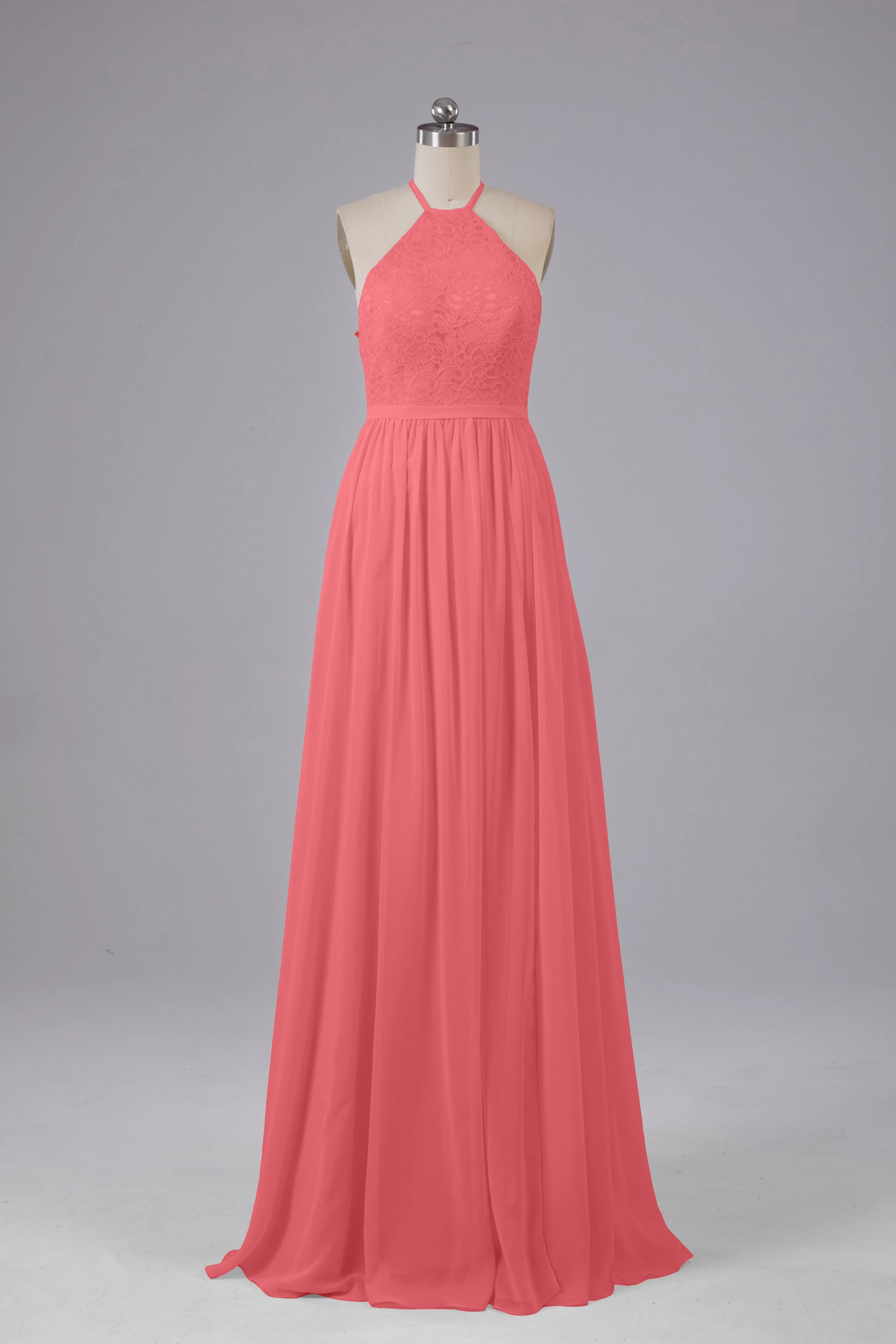 Chiffon Halter A-line Floor Length Bridesmaid Dresses