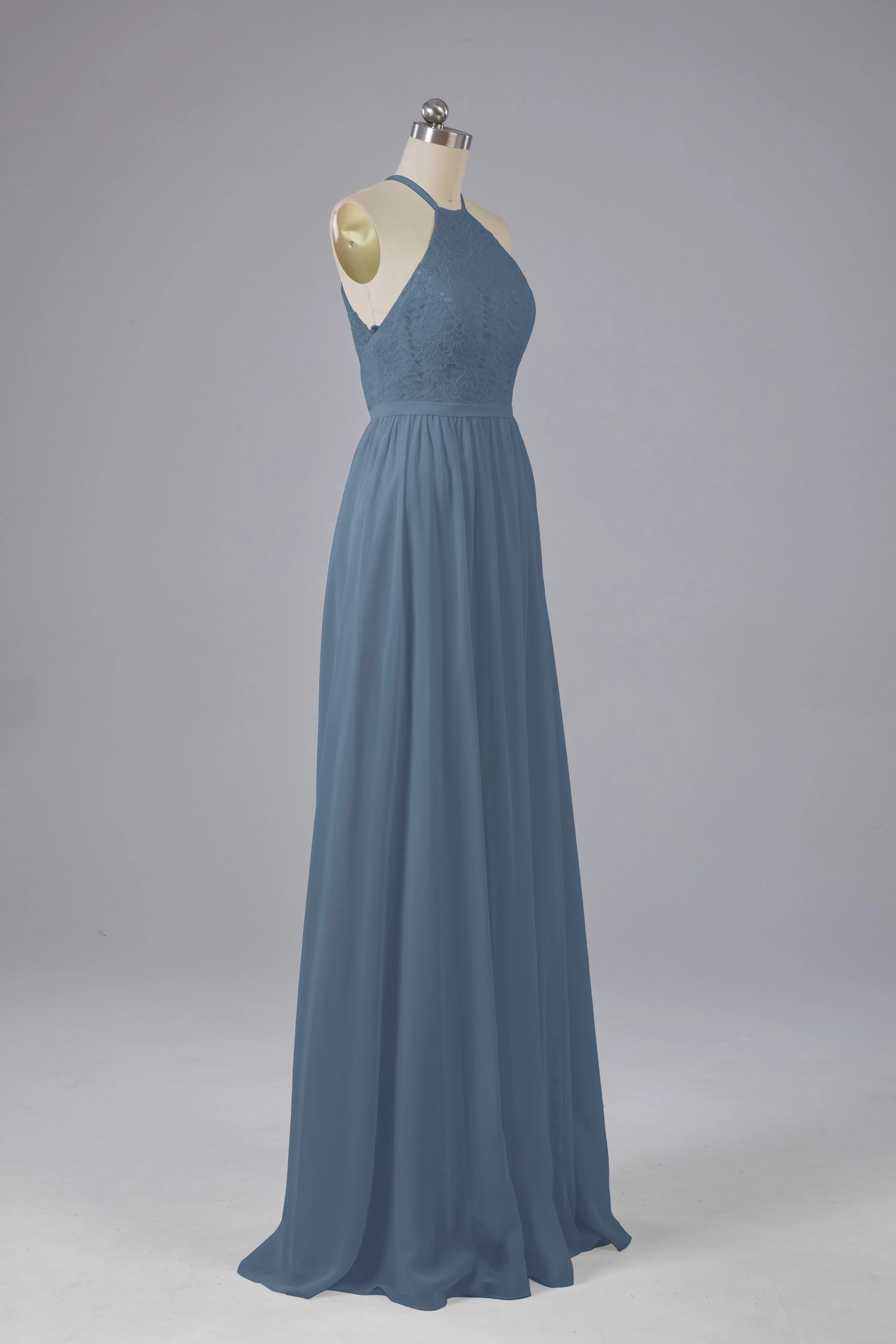 Chiffon Halter A-line Floor Length Bridesmaid Dresses