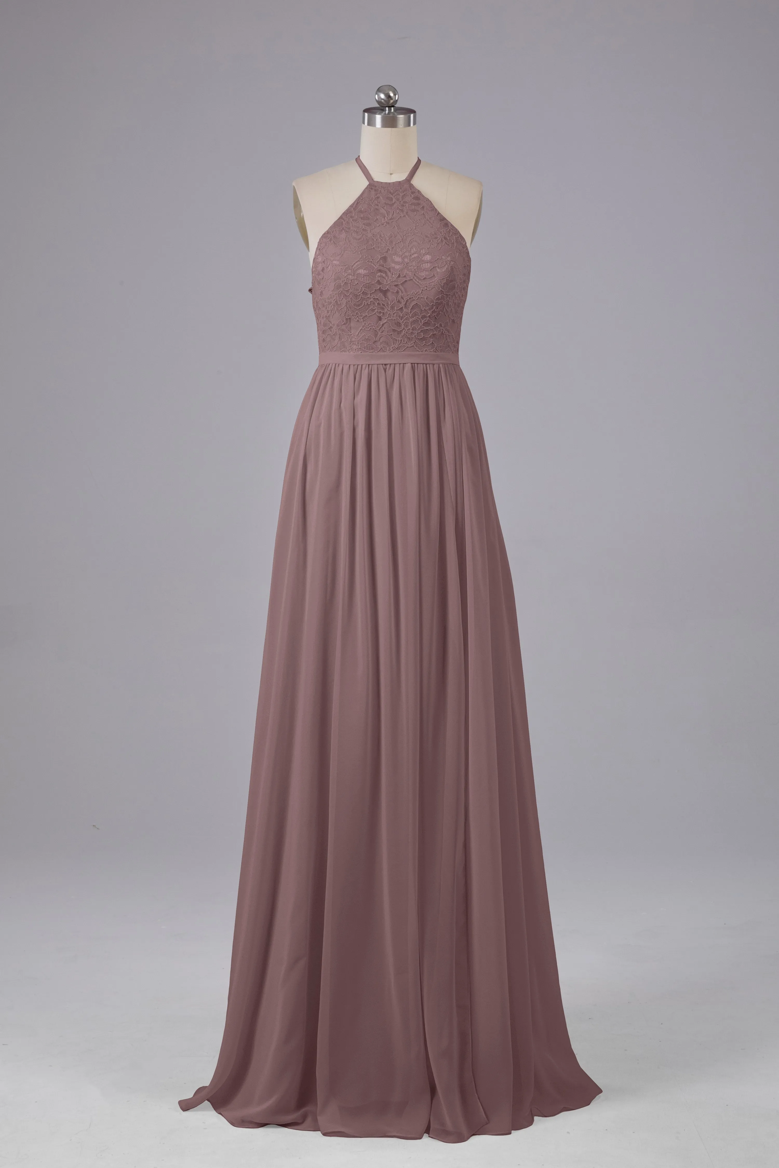 Chiffon Halter A-line Floor Length Bridesmaid Dresses