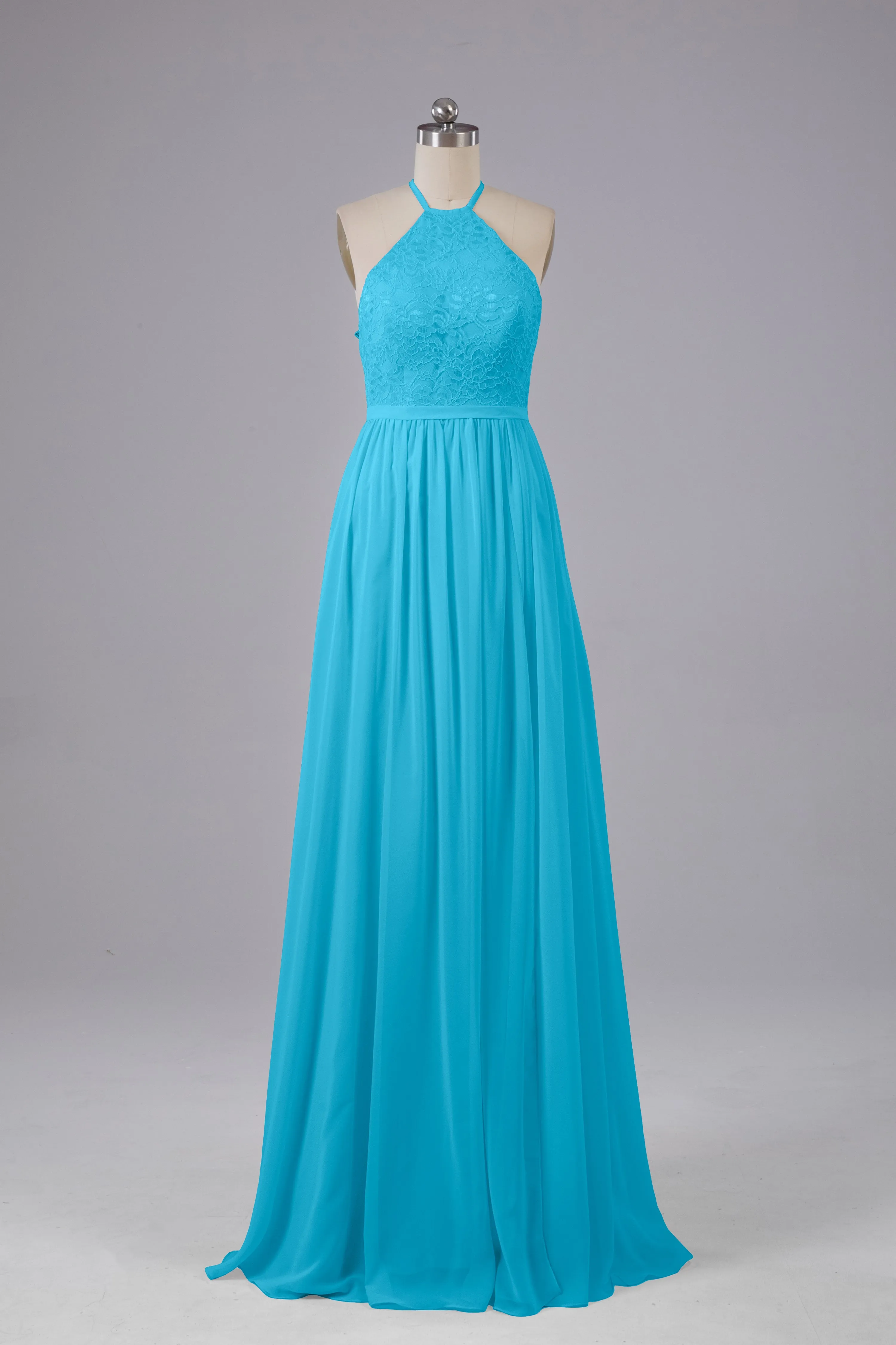 Chiffon Halter A-line Floor Length Bridesmaid Dresses