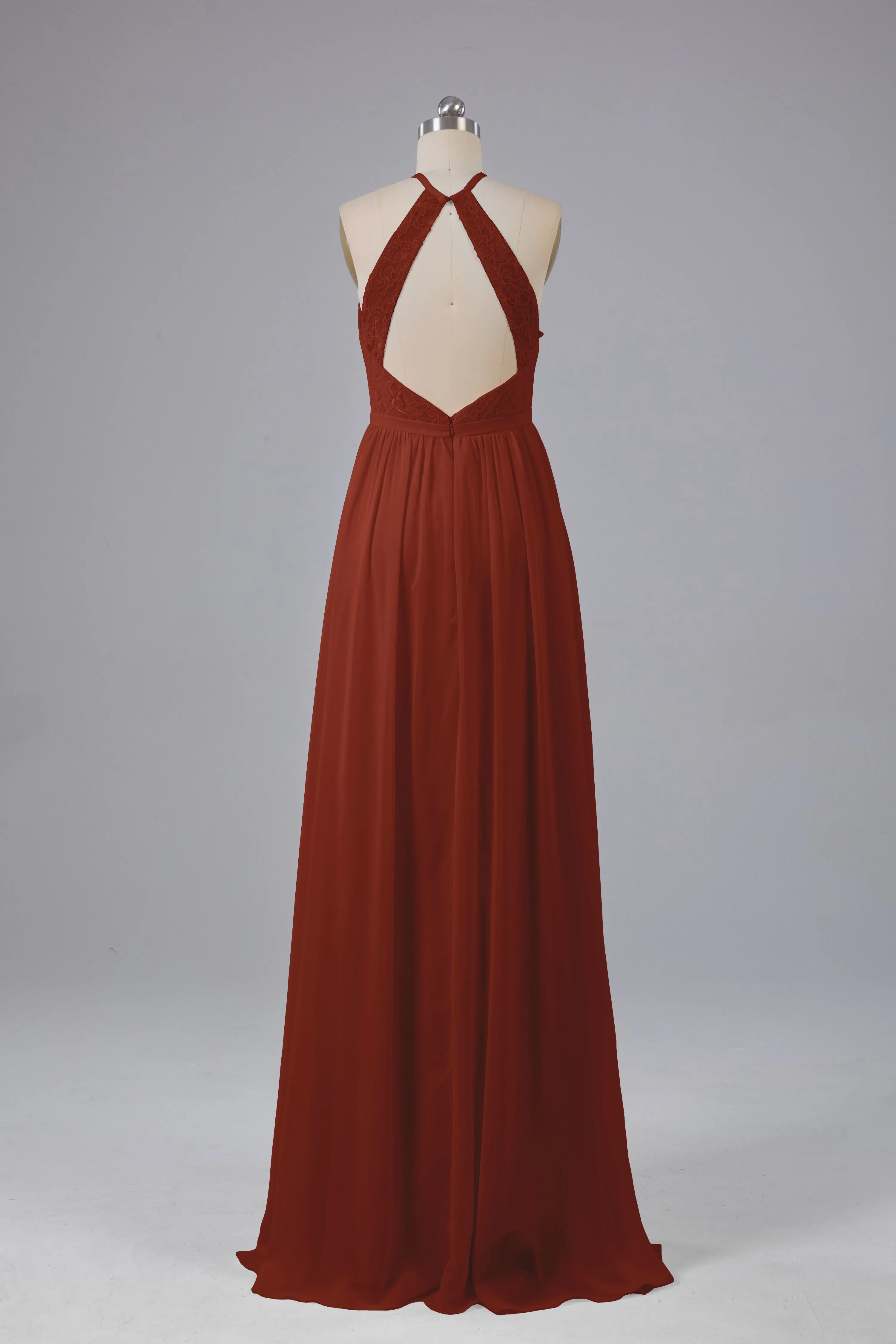 Chiffon Halter A-line Floor Length Bridesmaid Dresses