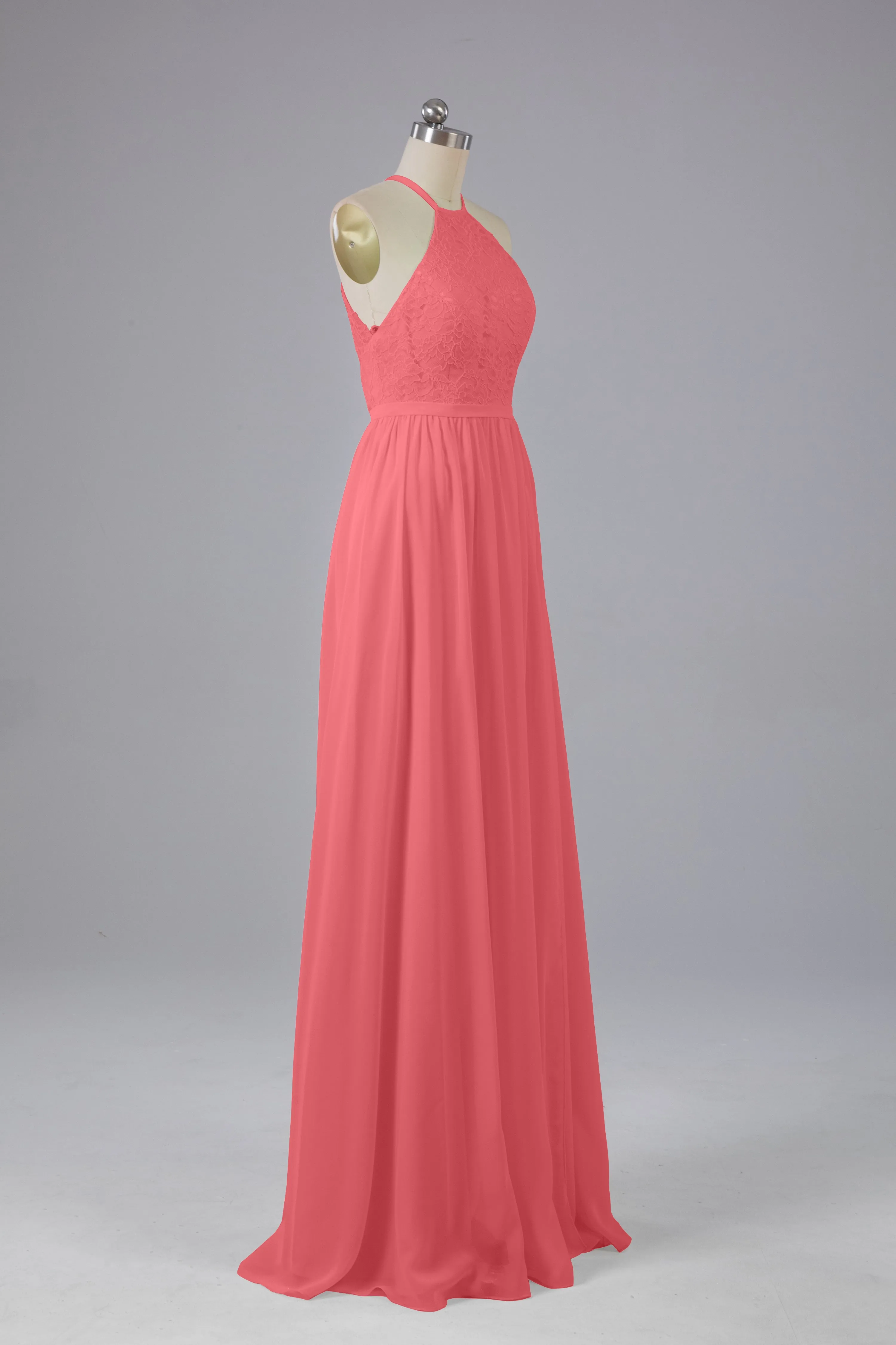 Chiffon Halter A-line Floor Length Bridesmaid Dresses