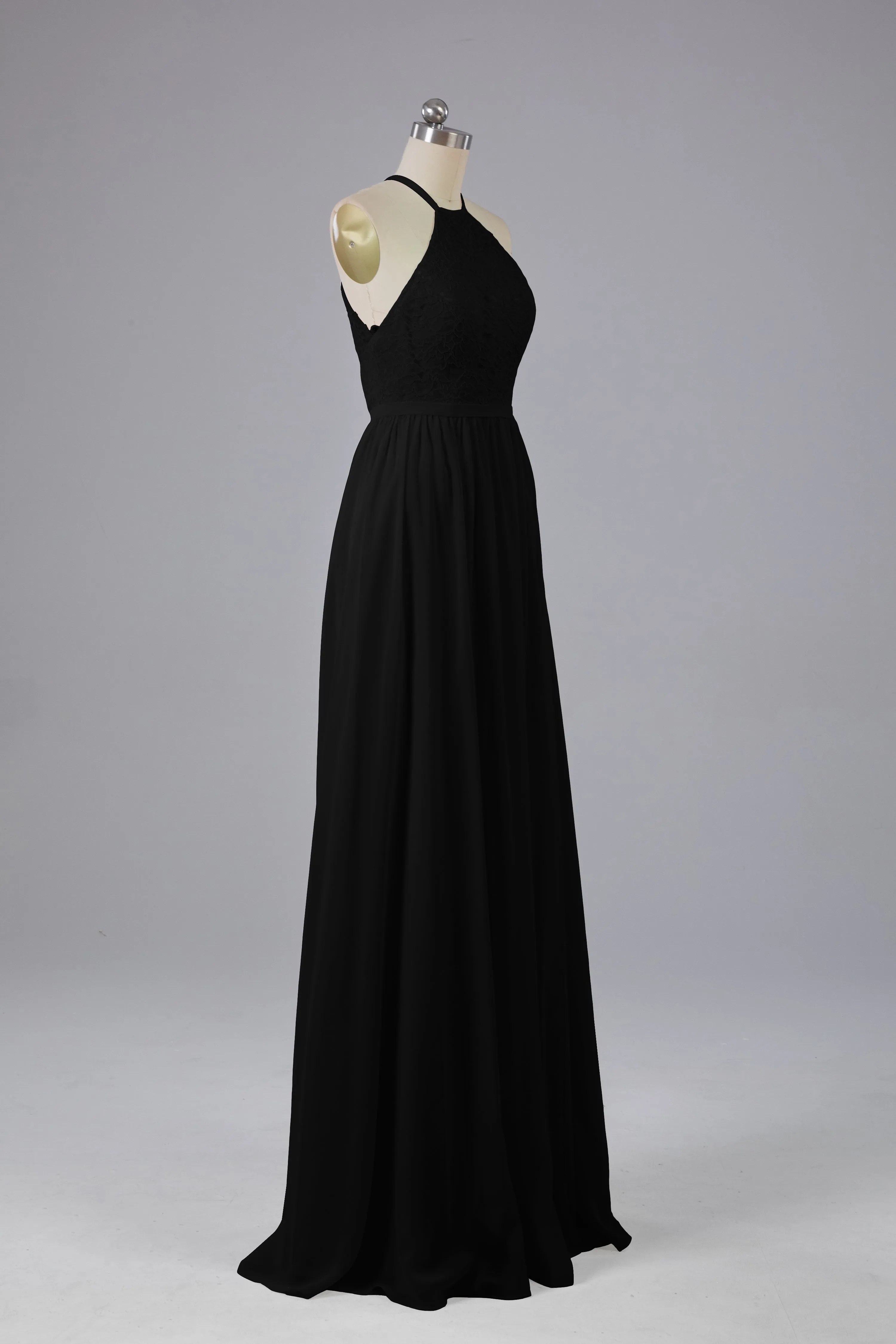 Chiffon Halter A-line Floor Length Bridesmaid Dresses