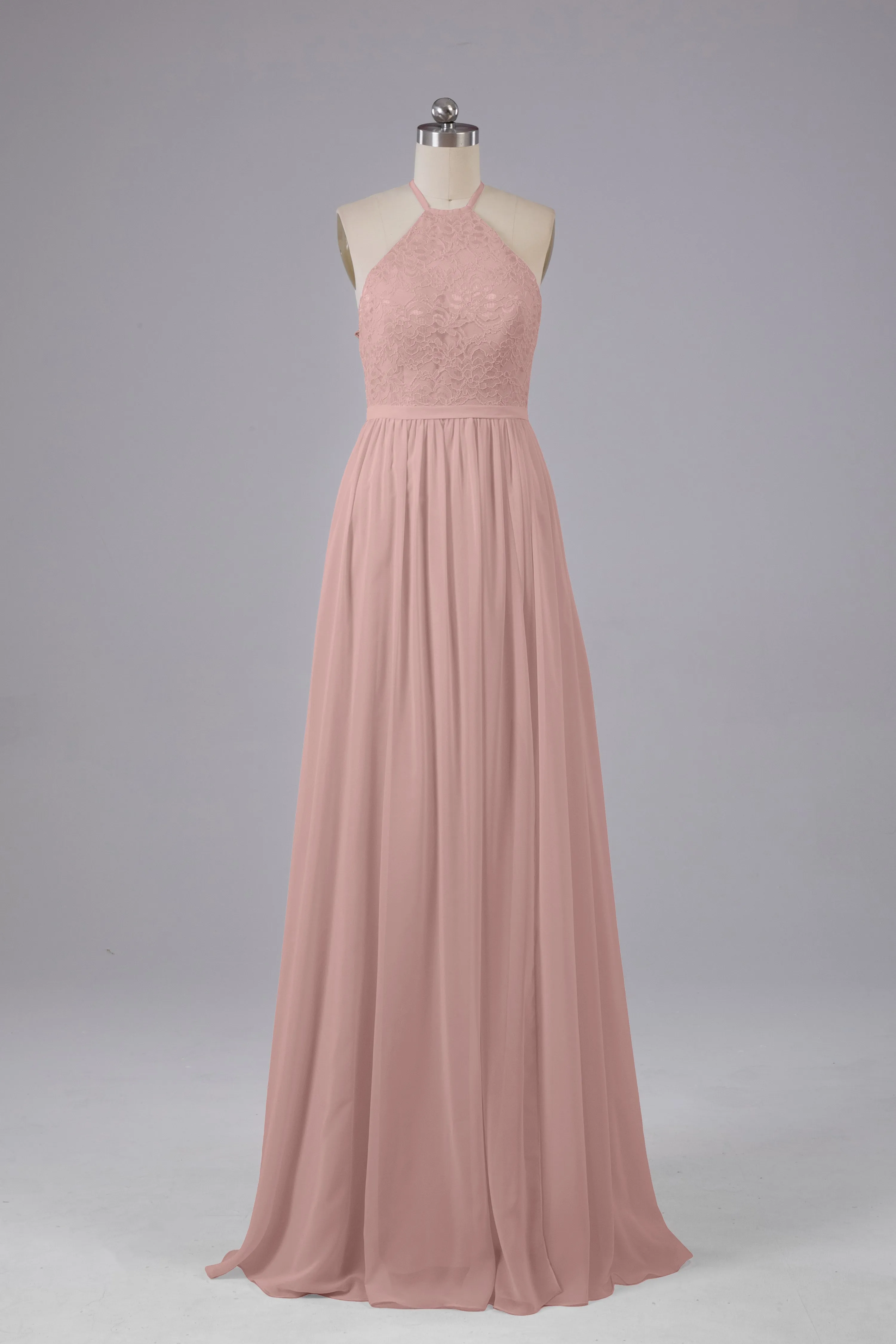 Chiffon Halter A-line Floor Length Bridesmaid Dresses
