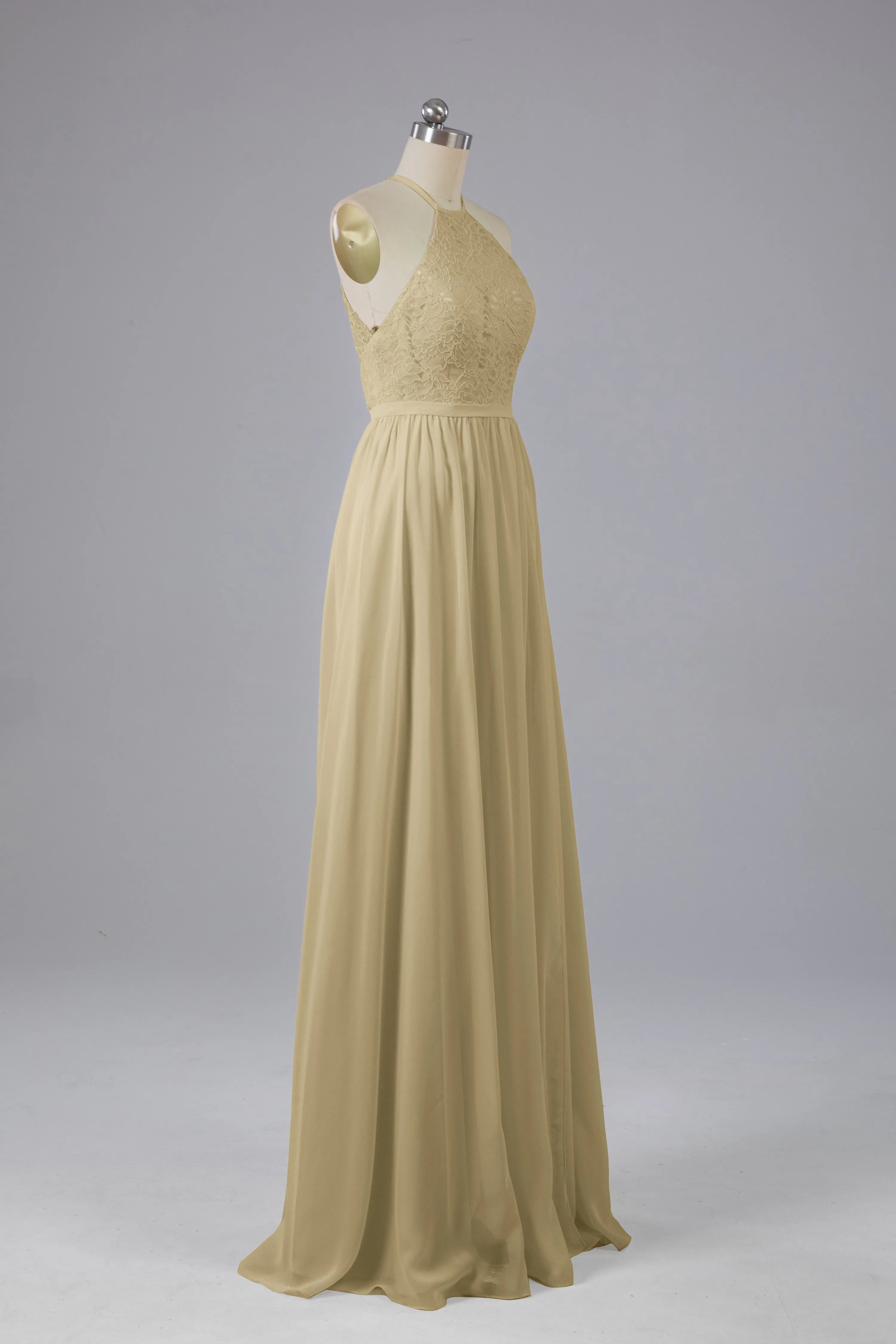 Chiffon Halter A-line Floor Length Bridesmaid Dresses
