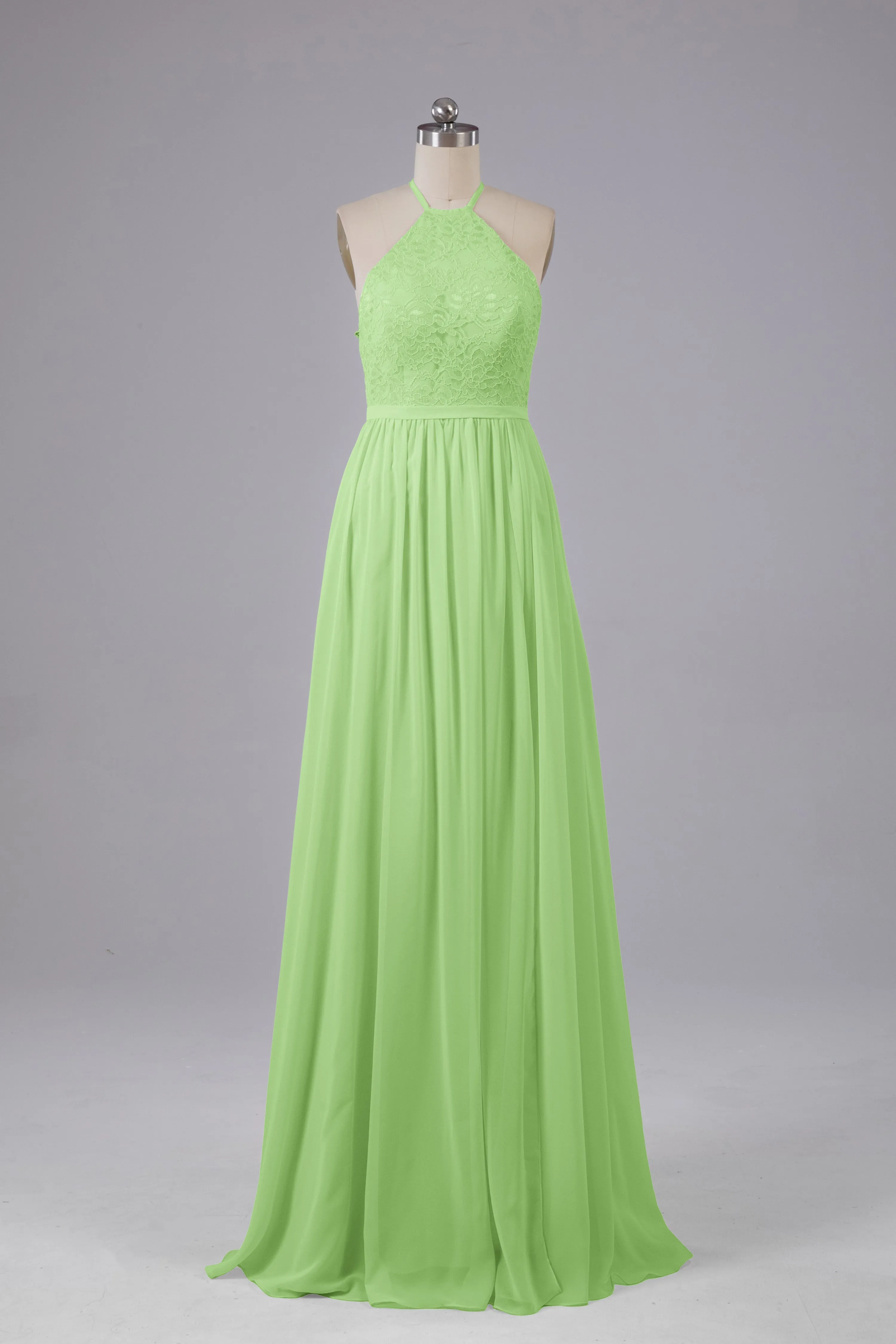 Chiffon Halter A-line Floor Length Bridesmaid Dresses
