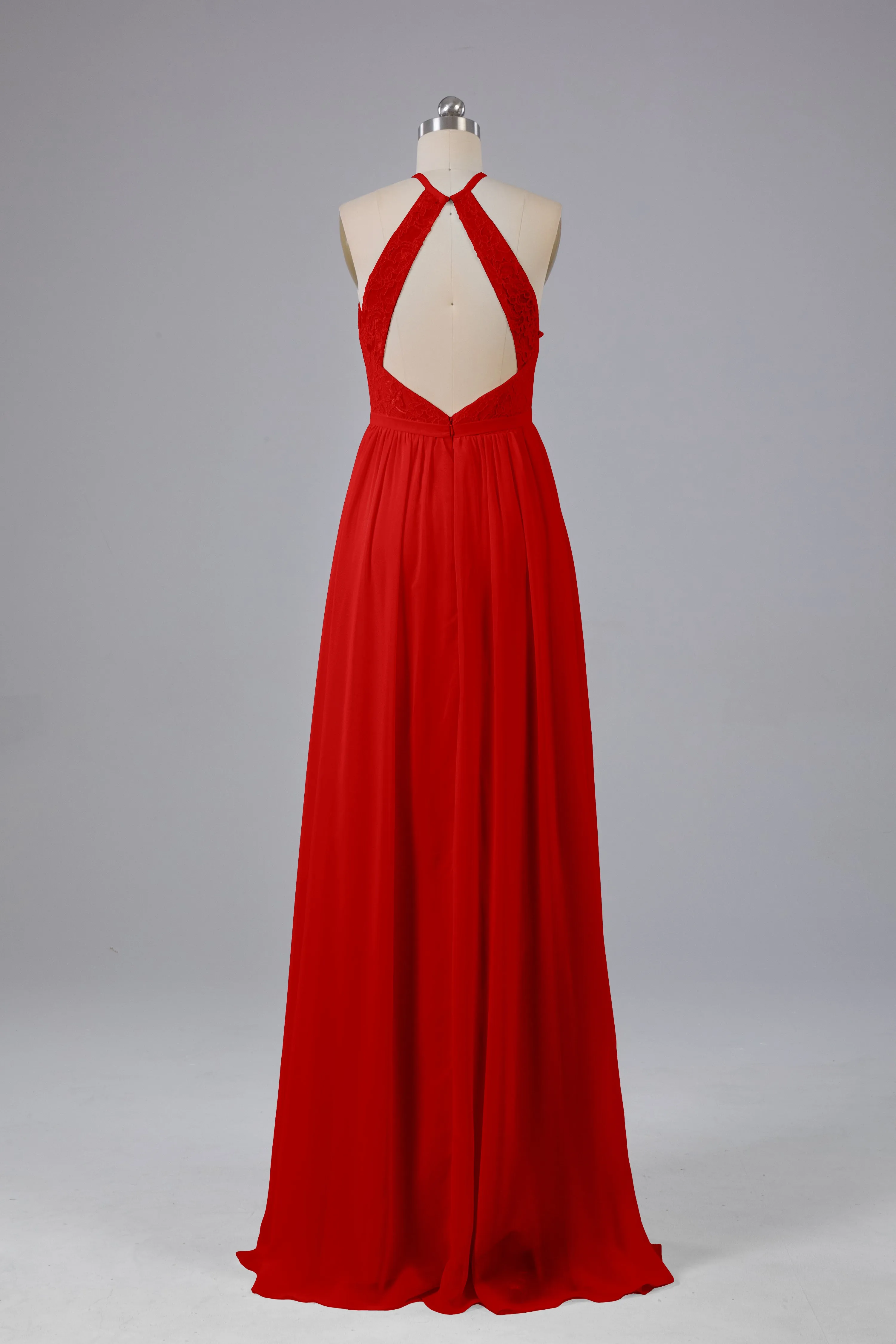 Chiffon Halter A-line Floor Length Bridesmaid Dresses