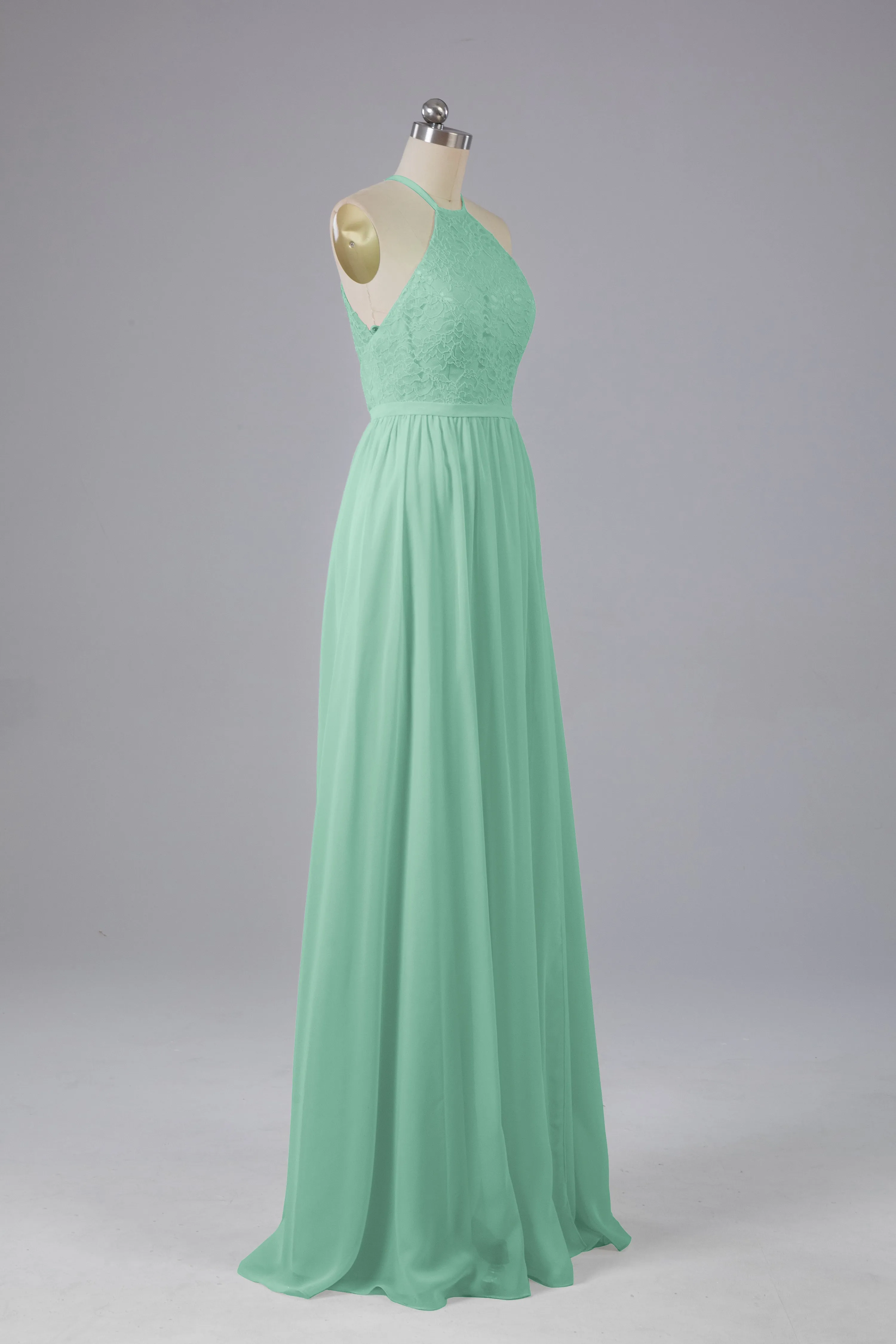 Chiffon Halter A-line Floor Length Bridesmaid Dresses