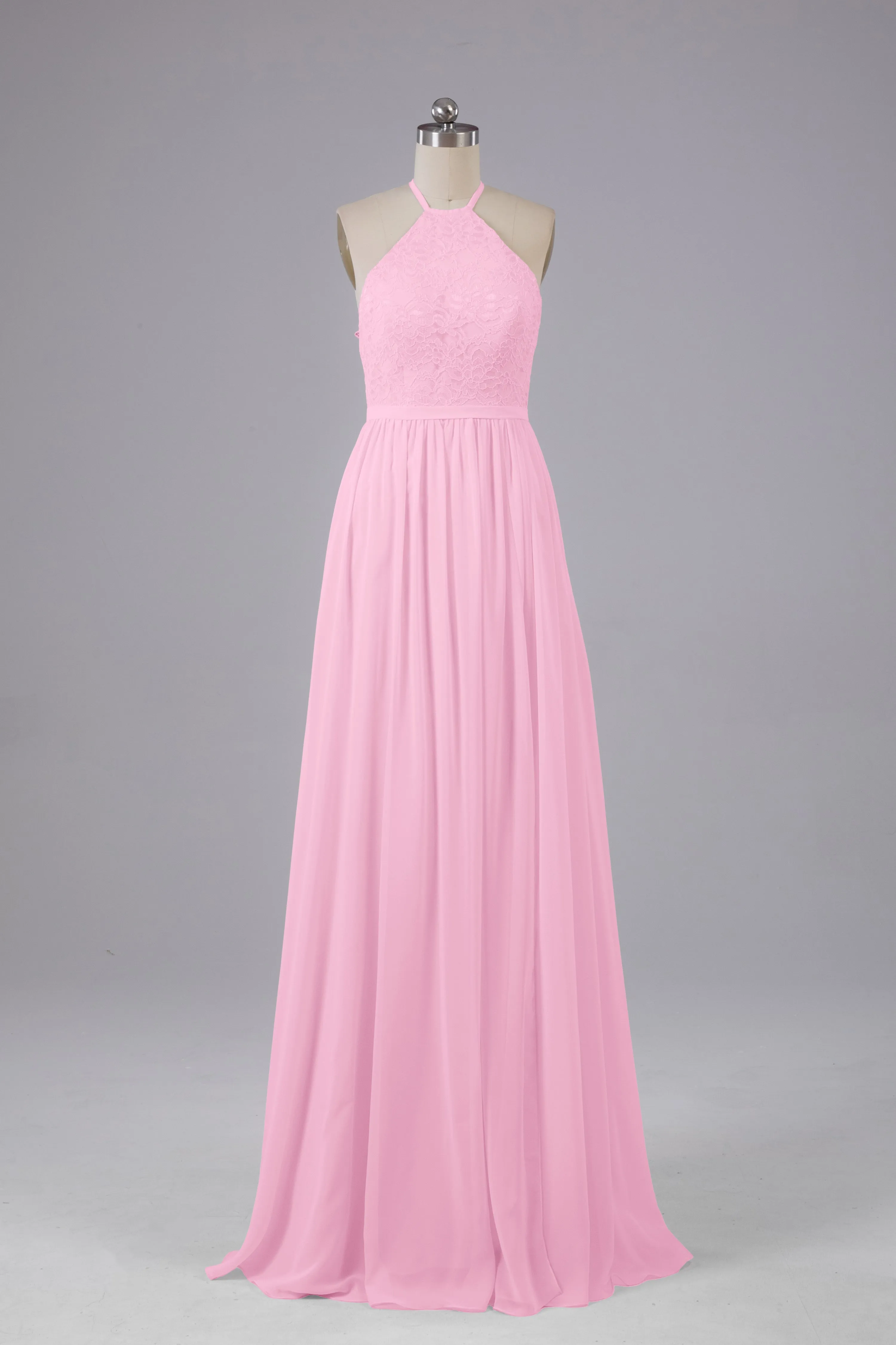 Chiffon Halter A-line Floor Length Bridesmaid Dresses