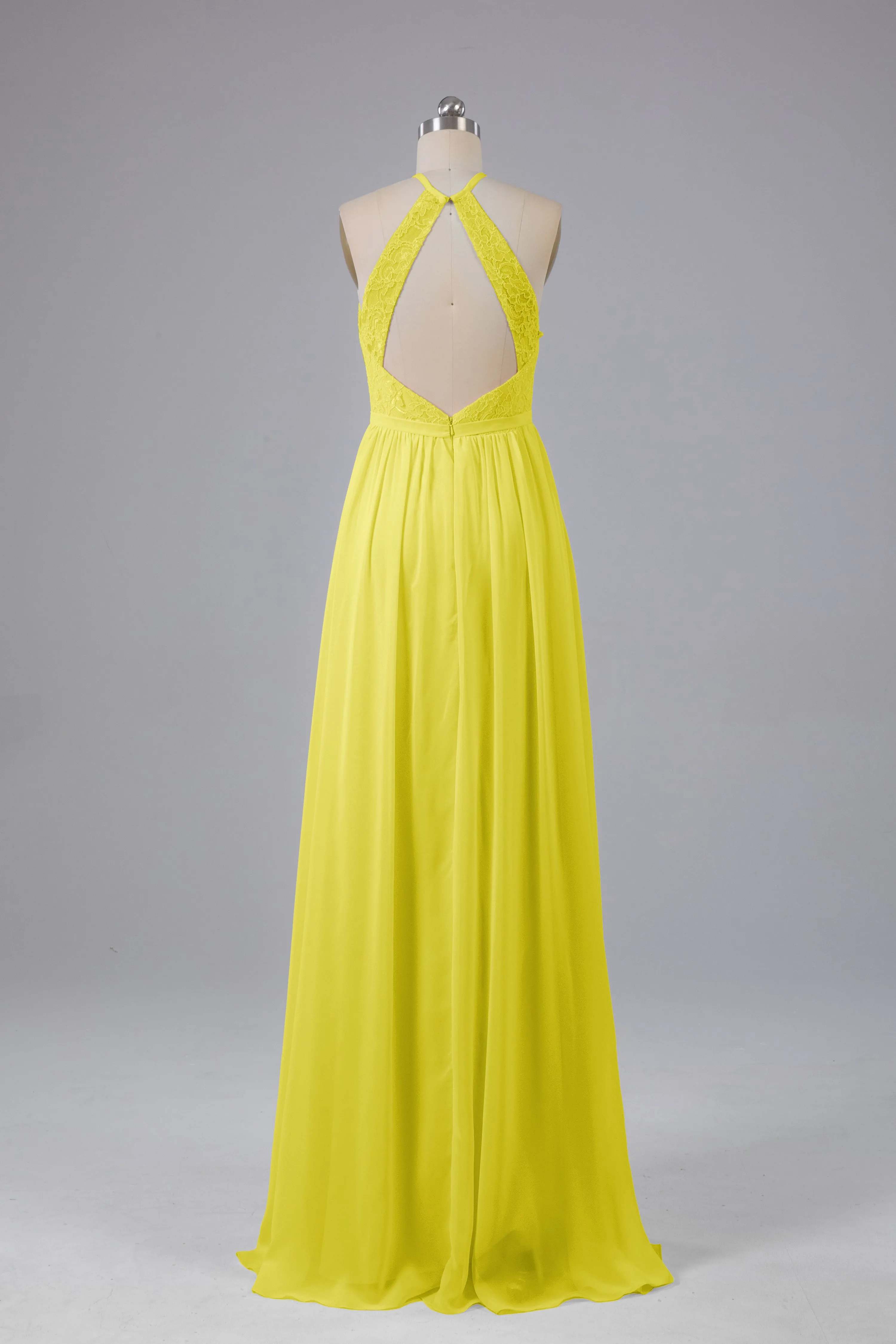 Chiffon Halter A-line Floor Length Bridesmaid Dresses