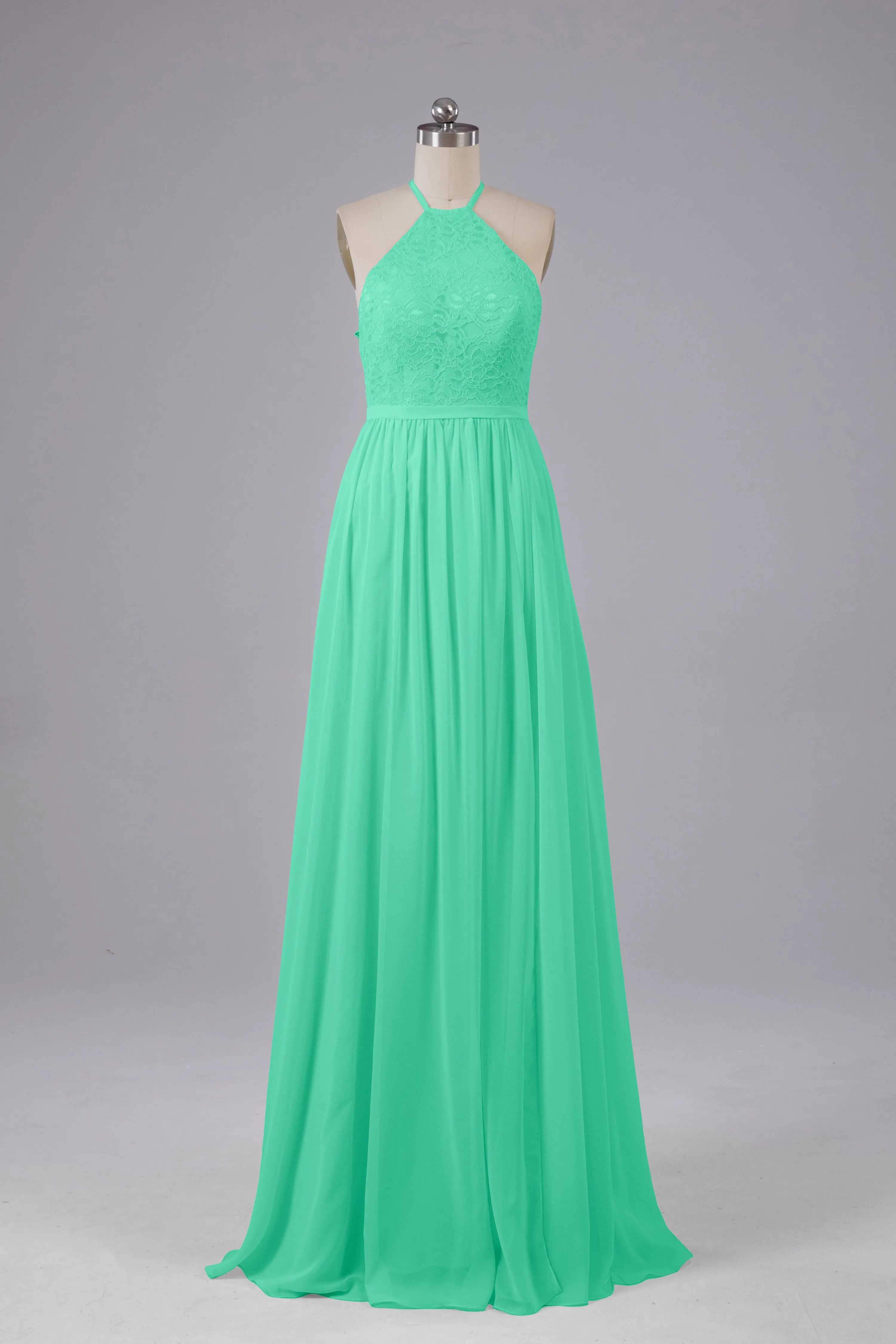 Chiffon Halter A-line Floor Length Bridesmaid Dresses