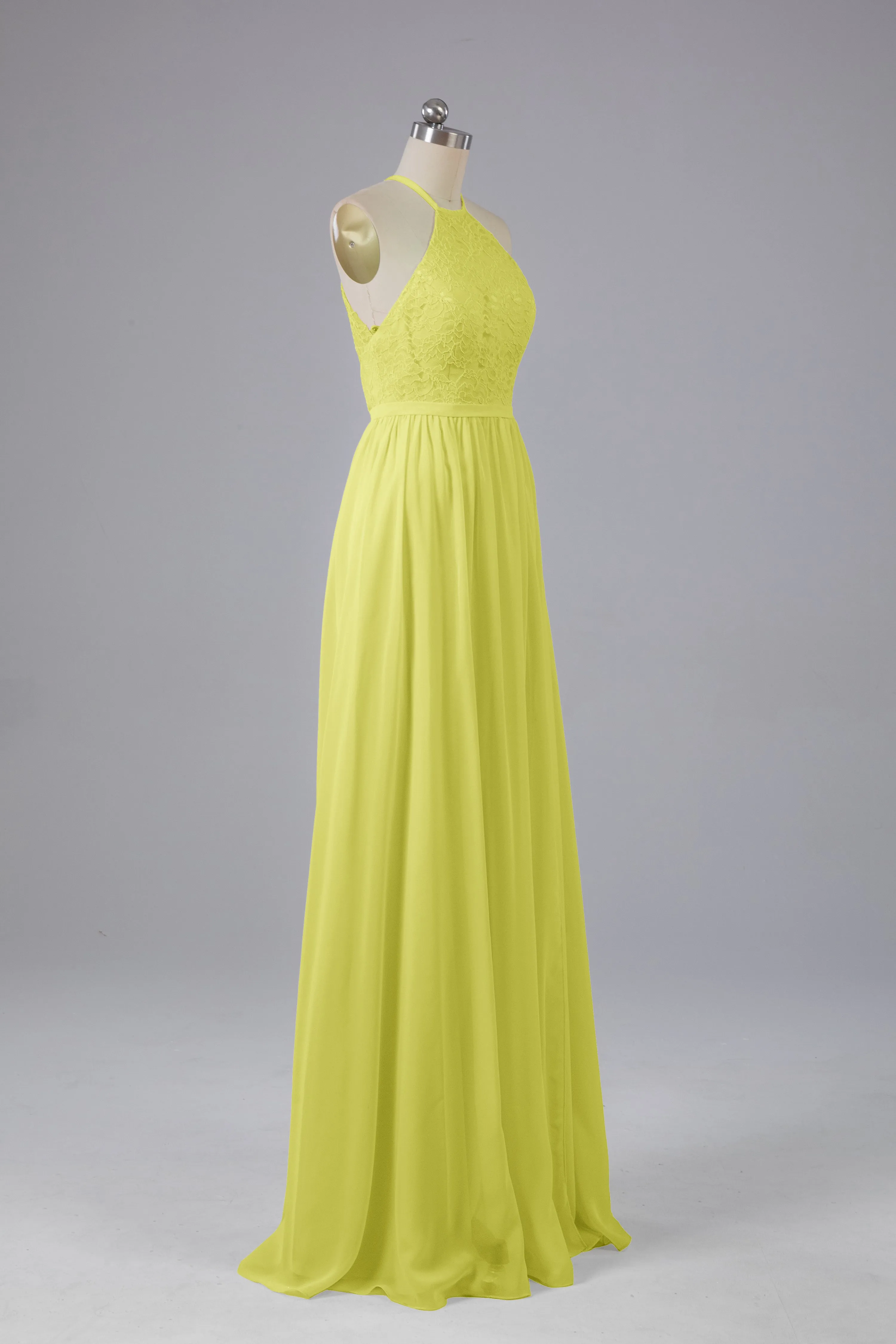 Chiffon Halter A-line Floor Length Bridesmaid Dresses