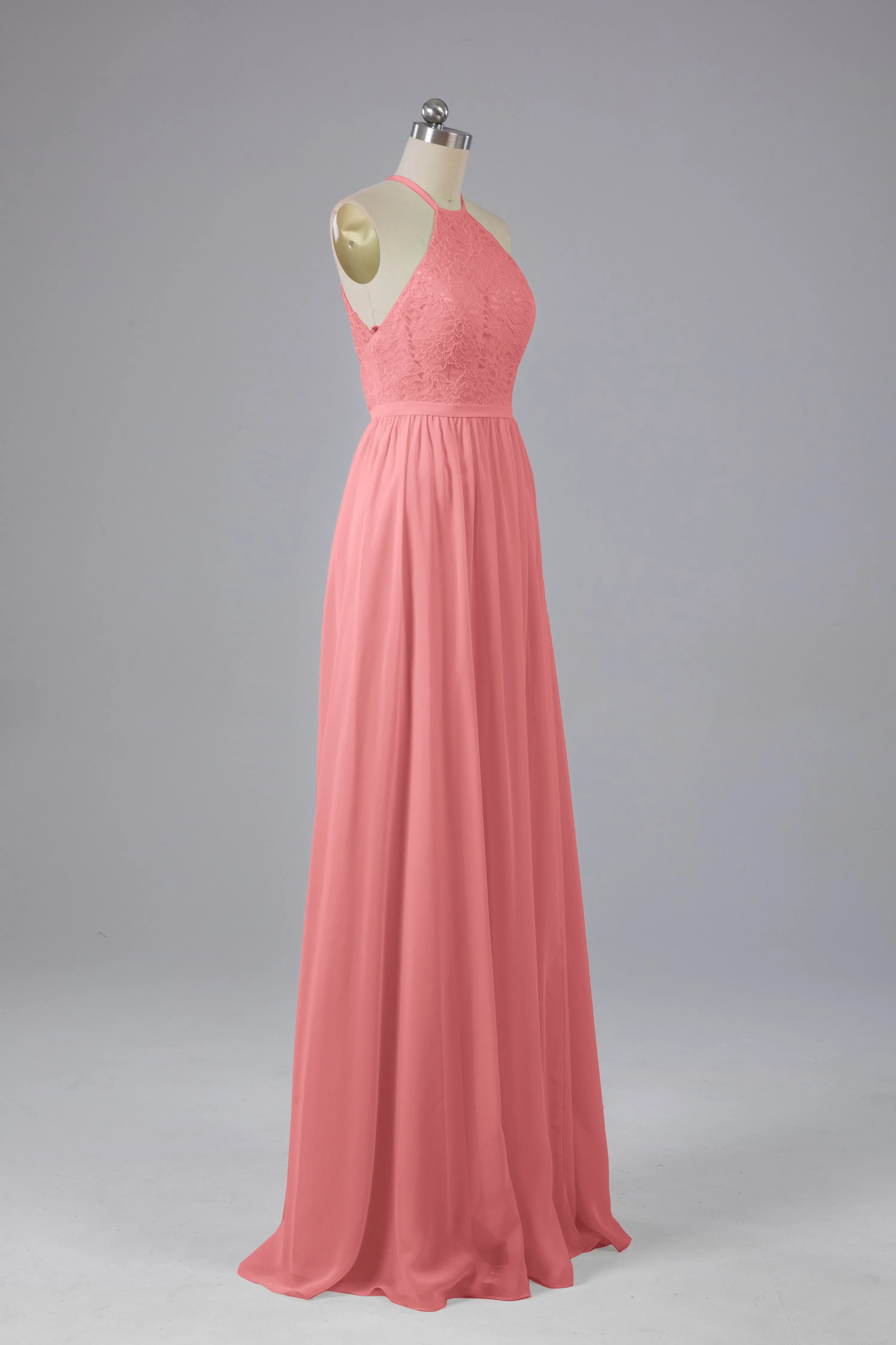 Chiffon Halter A-line Floor Length Bridesmaid Dresses