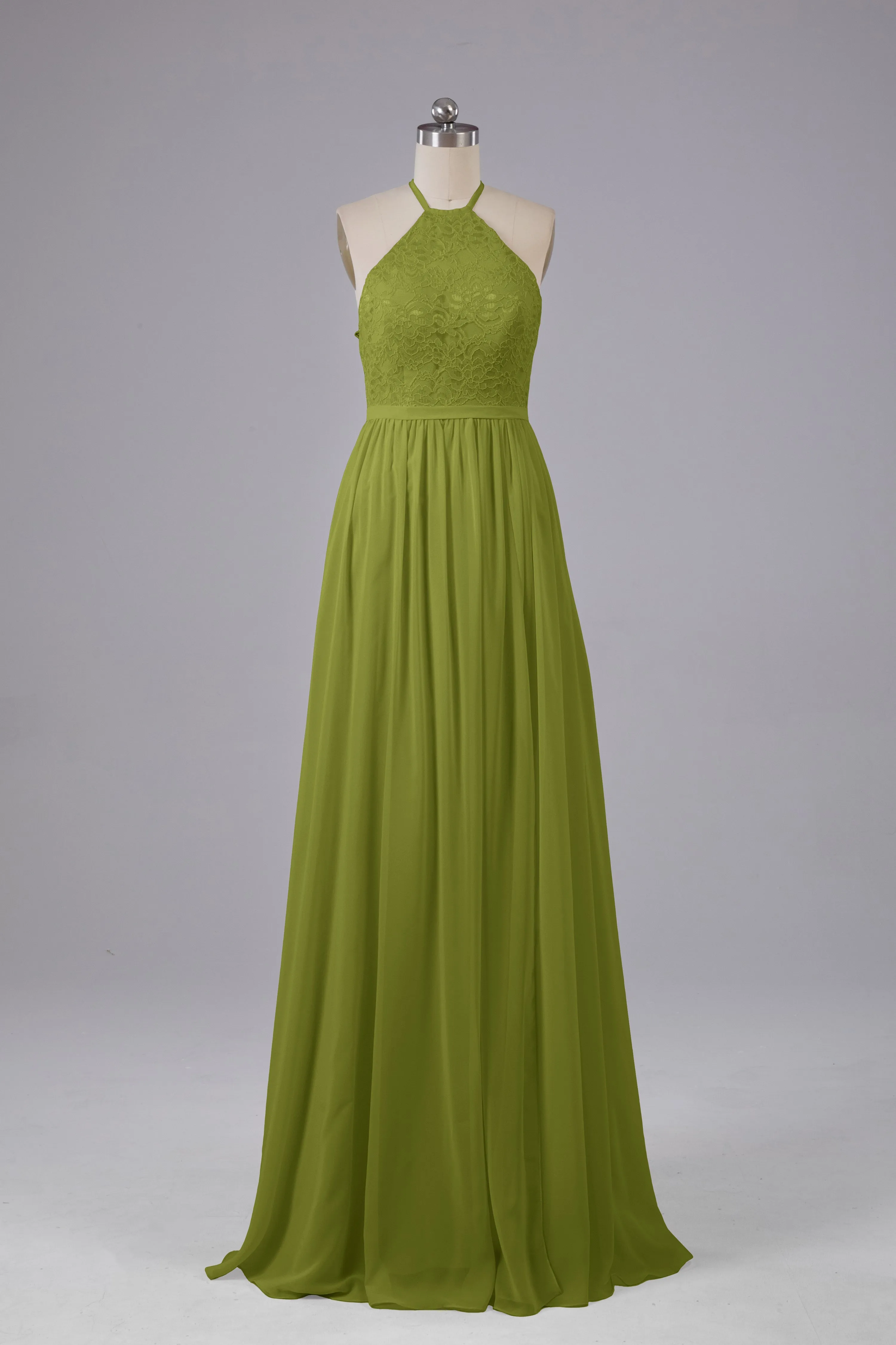 Chiffon Halter A-line Floor Length Bridesmaid Dresses