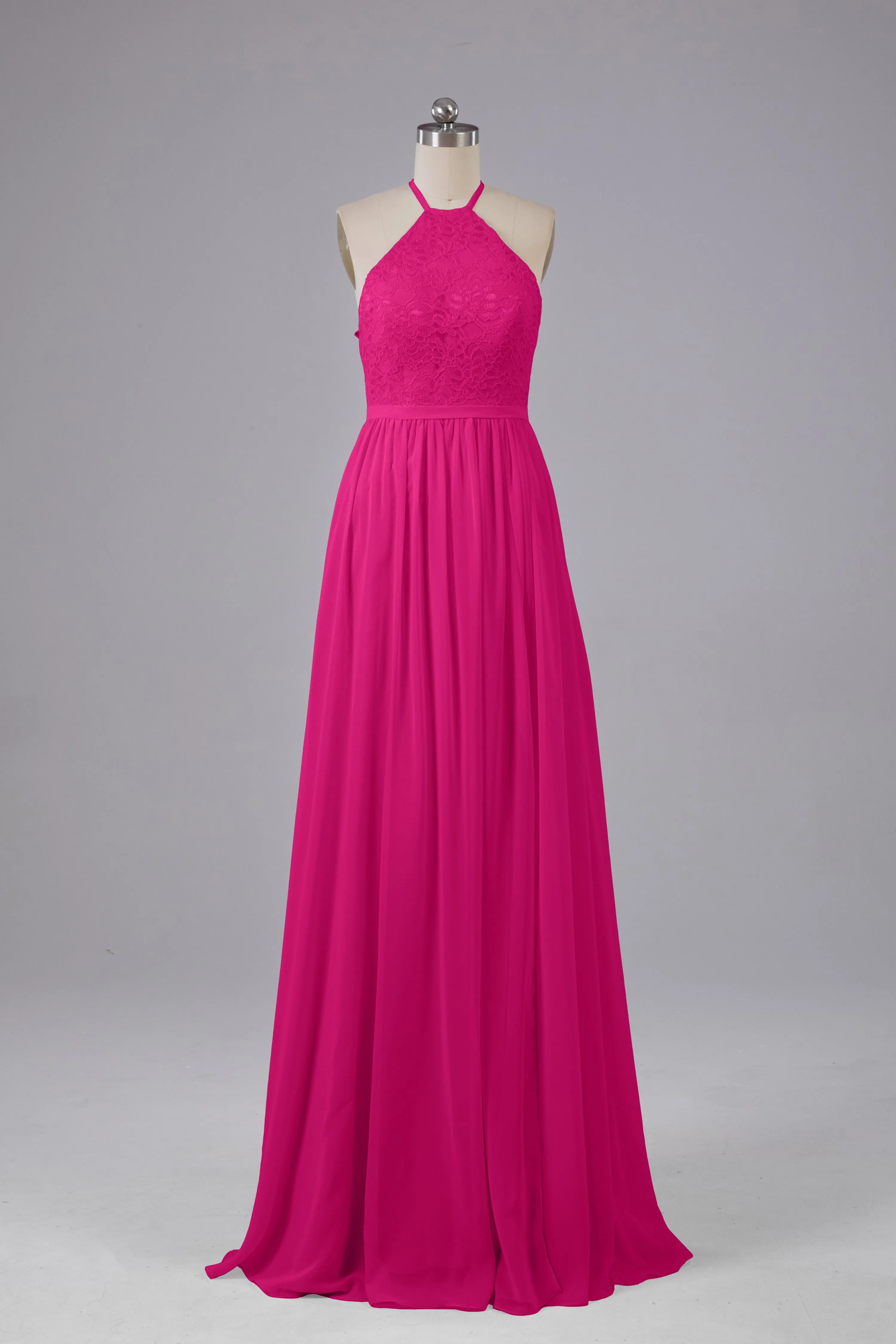 Chiffon Halter A-line Floor Length Bridesmaid Dresses