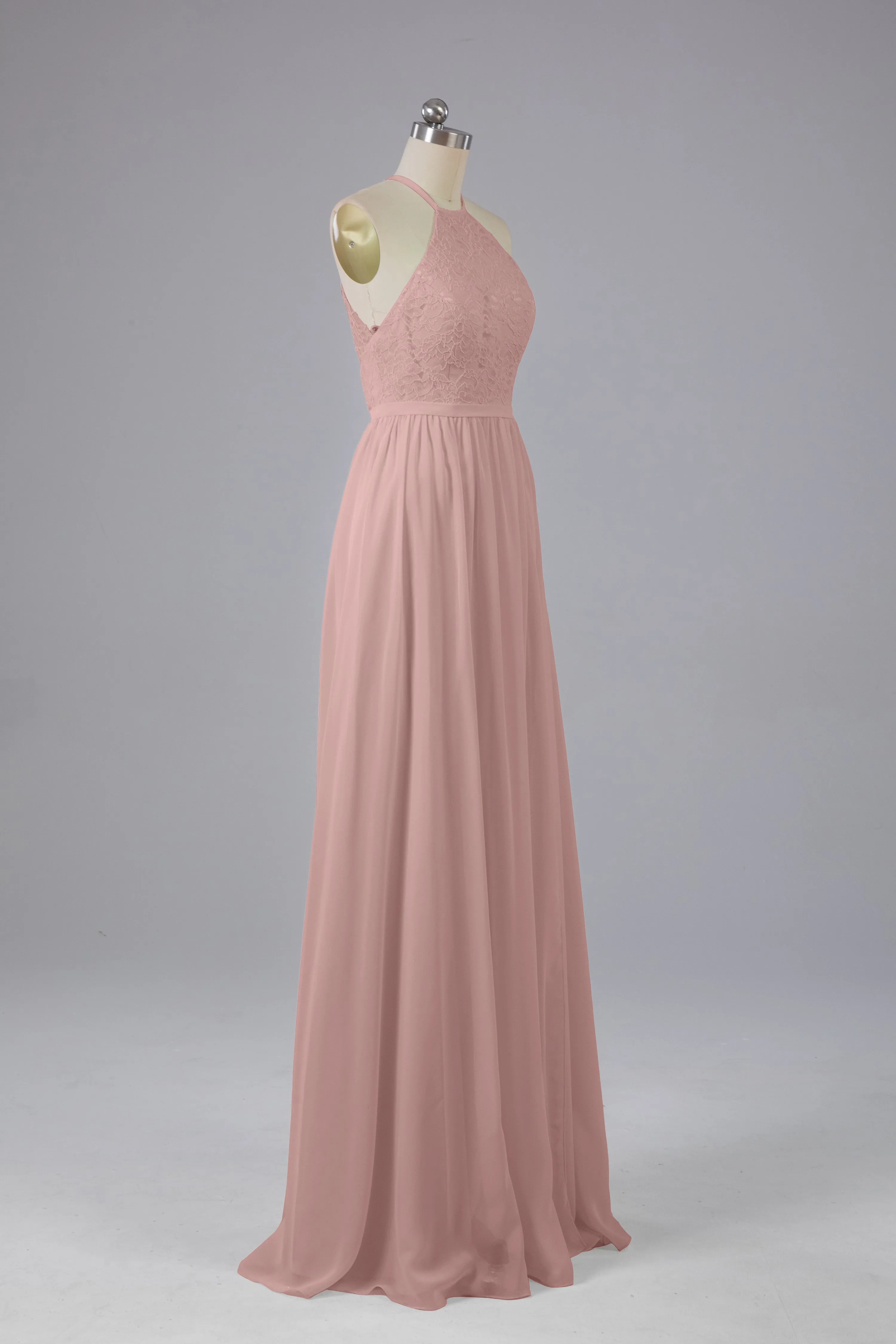 Chiffon Halter A-line Floor Length Bridesmaid Dresses