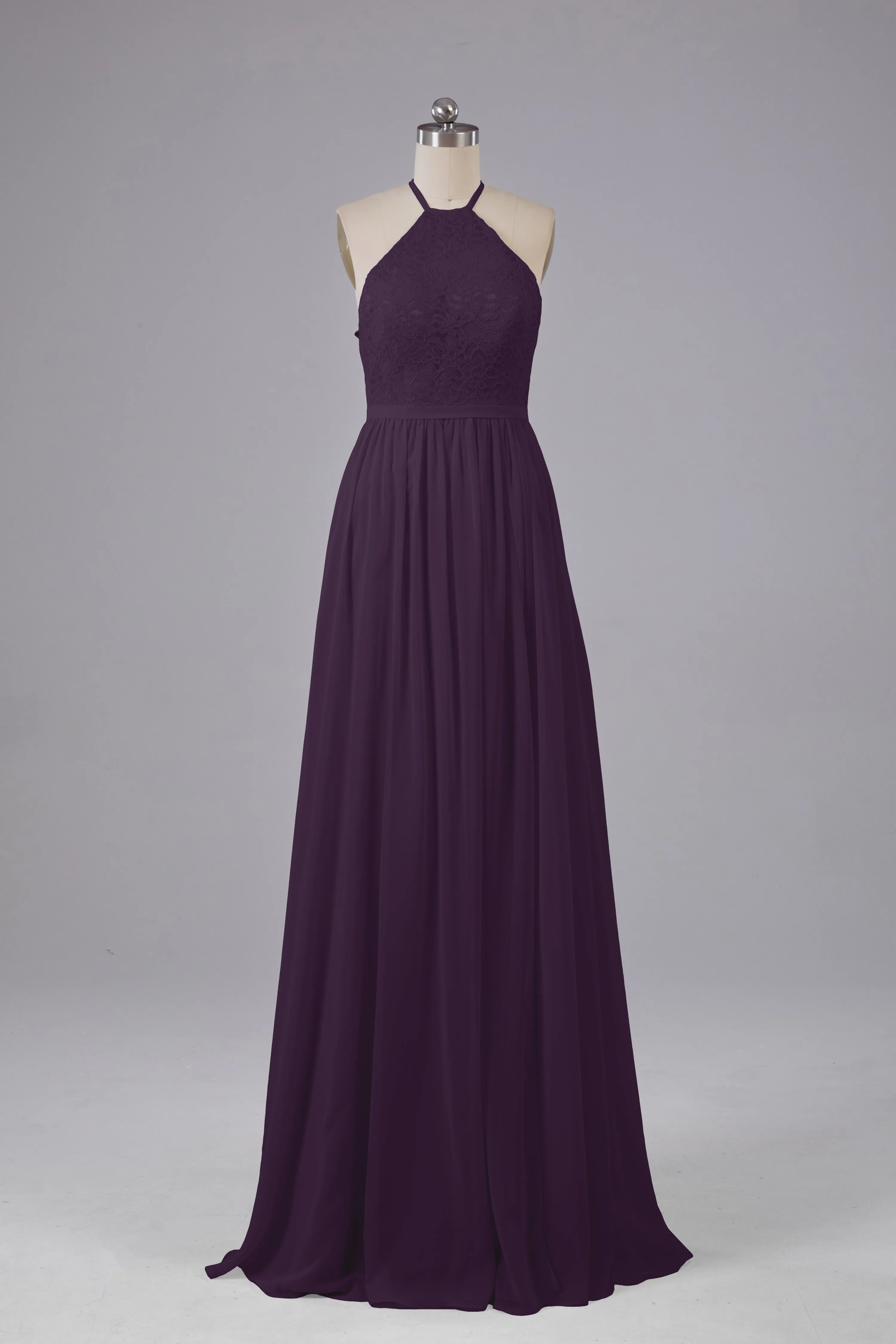 Chiffon Halter A-line Floor Length Bridesmaid Dresses