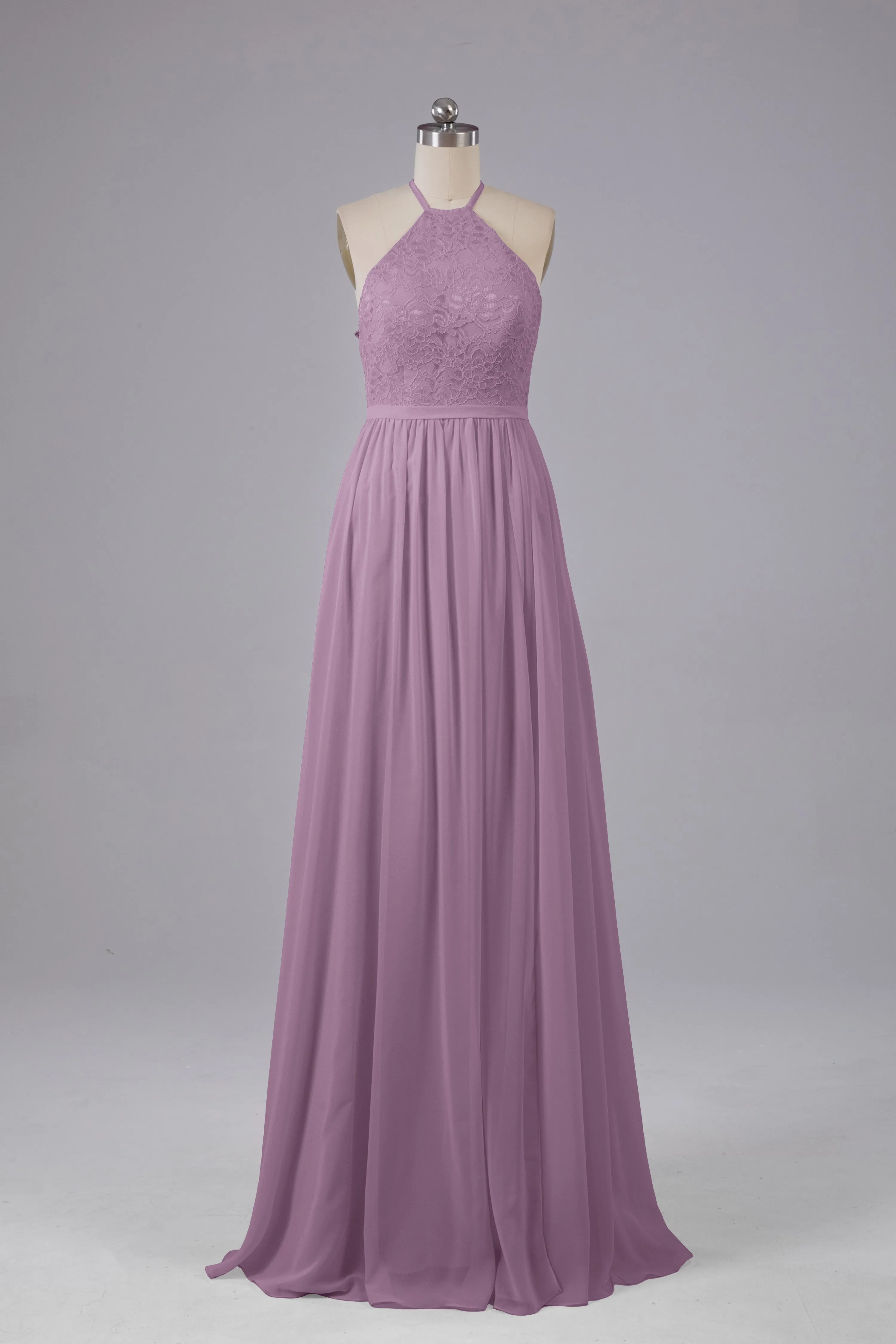 Chiffon Halter A-line Floor Length Bridesmaid Dresses