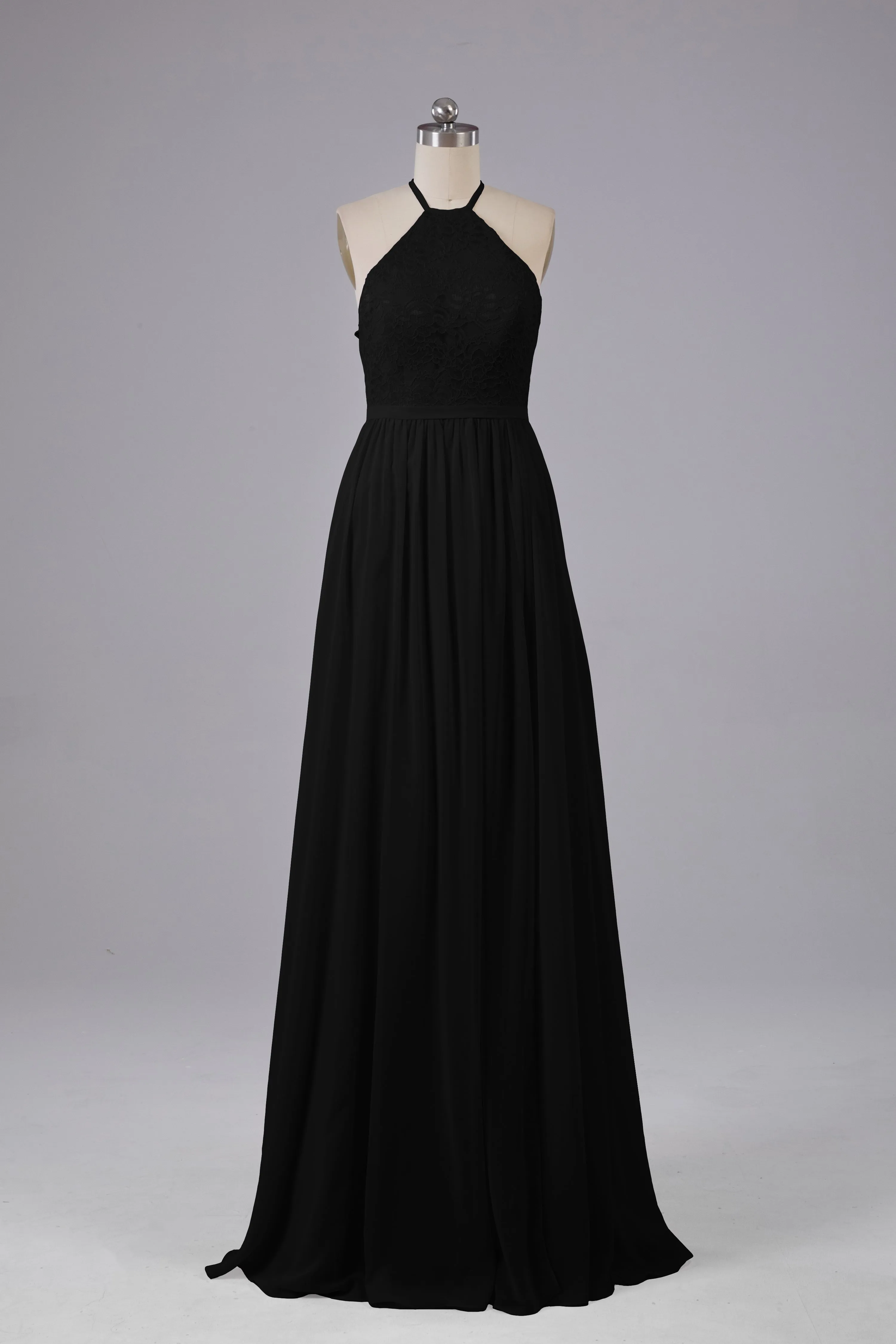 Chiffon Halter A-line Floor Length Bridesmaid Dresses