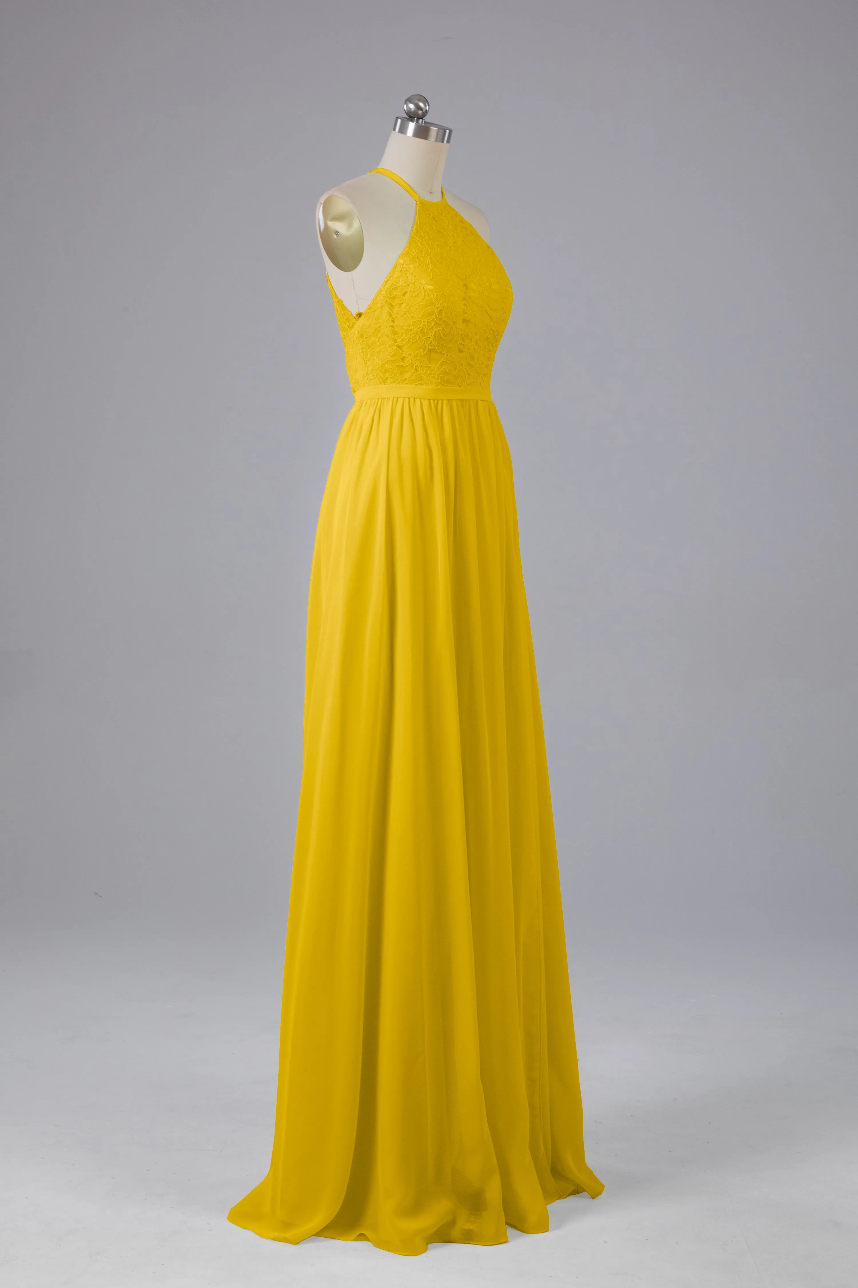 Chiffon Halter A-line Floor Length Bridesmaid Dresses