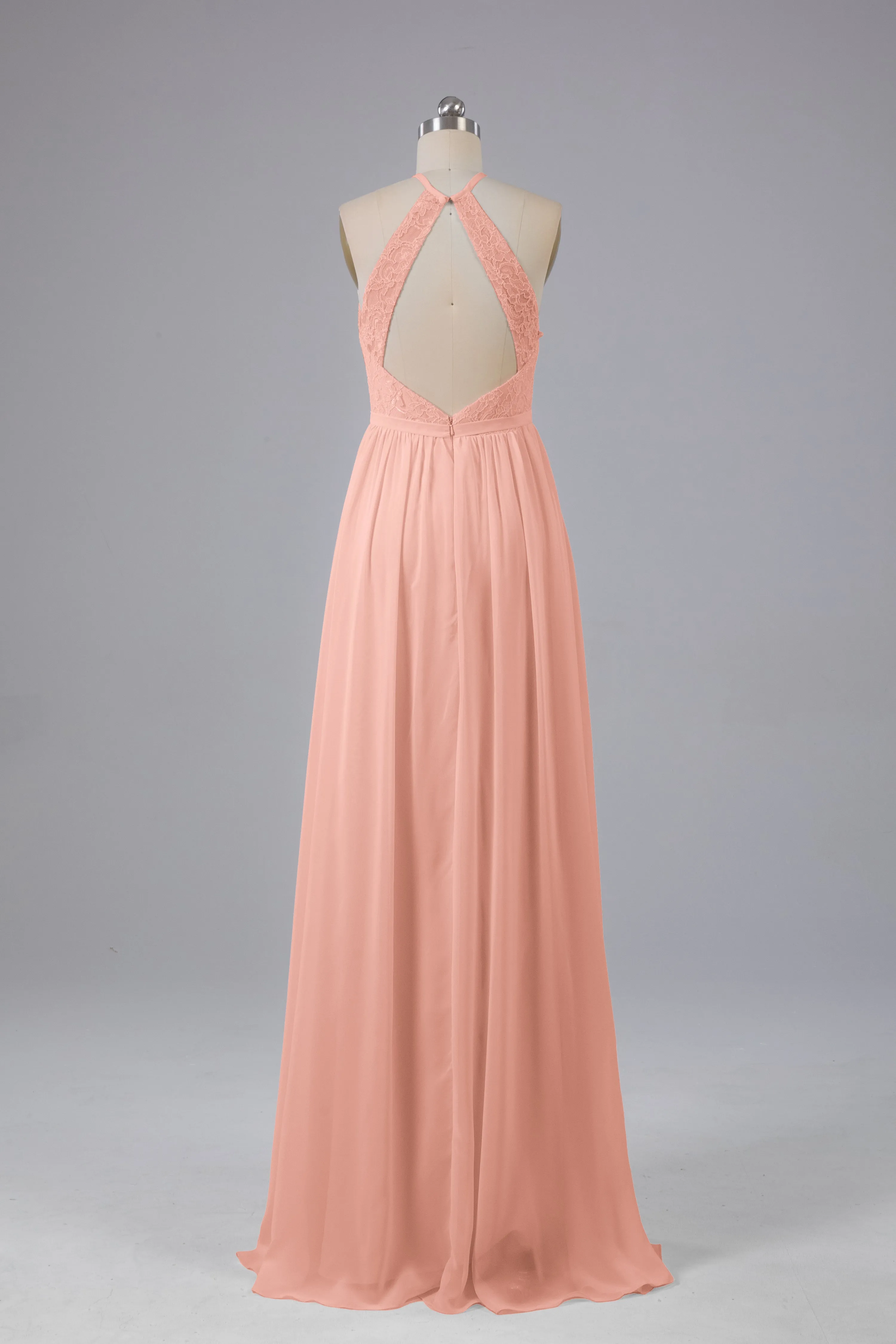 Chiffon Halter A-line Floor Length Bridesmaid Dresses