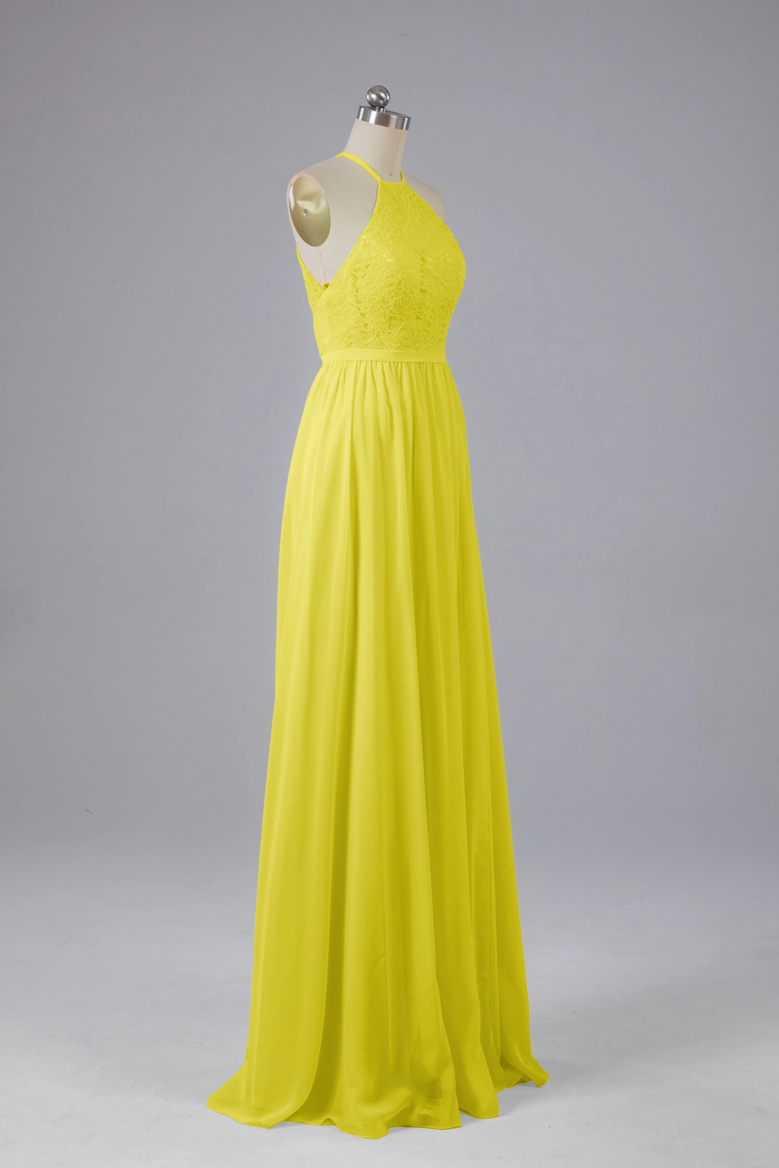 Chiffon Halter A-line Floor Length Bridesmaid Dresses
