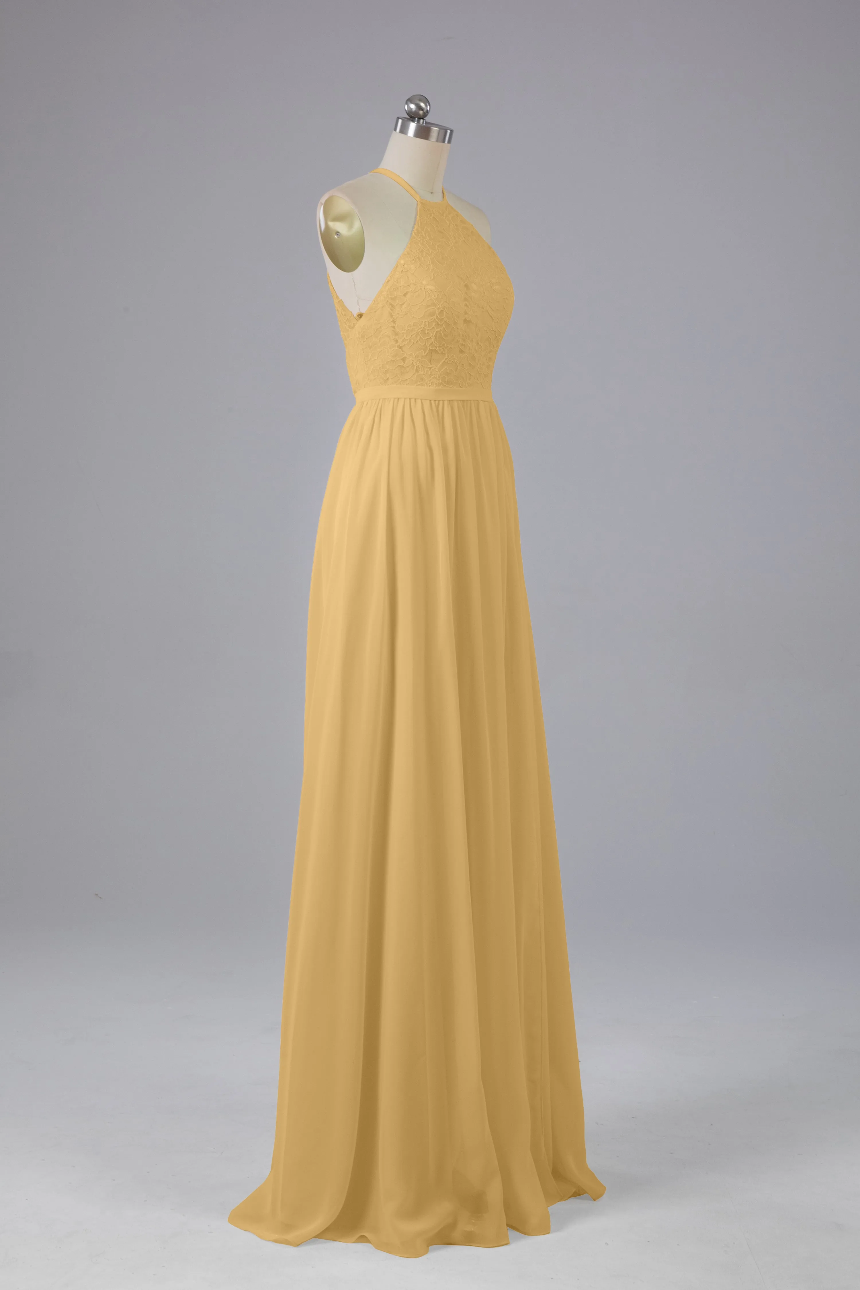 Chiffon Halter A-line Floor Length Bridesmaid Dresses