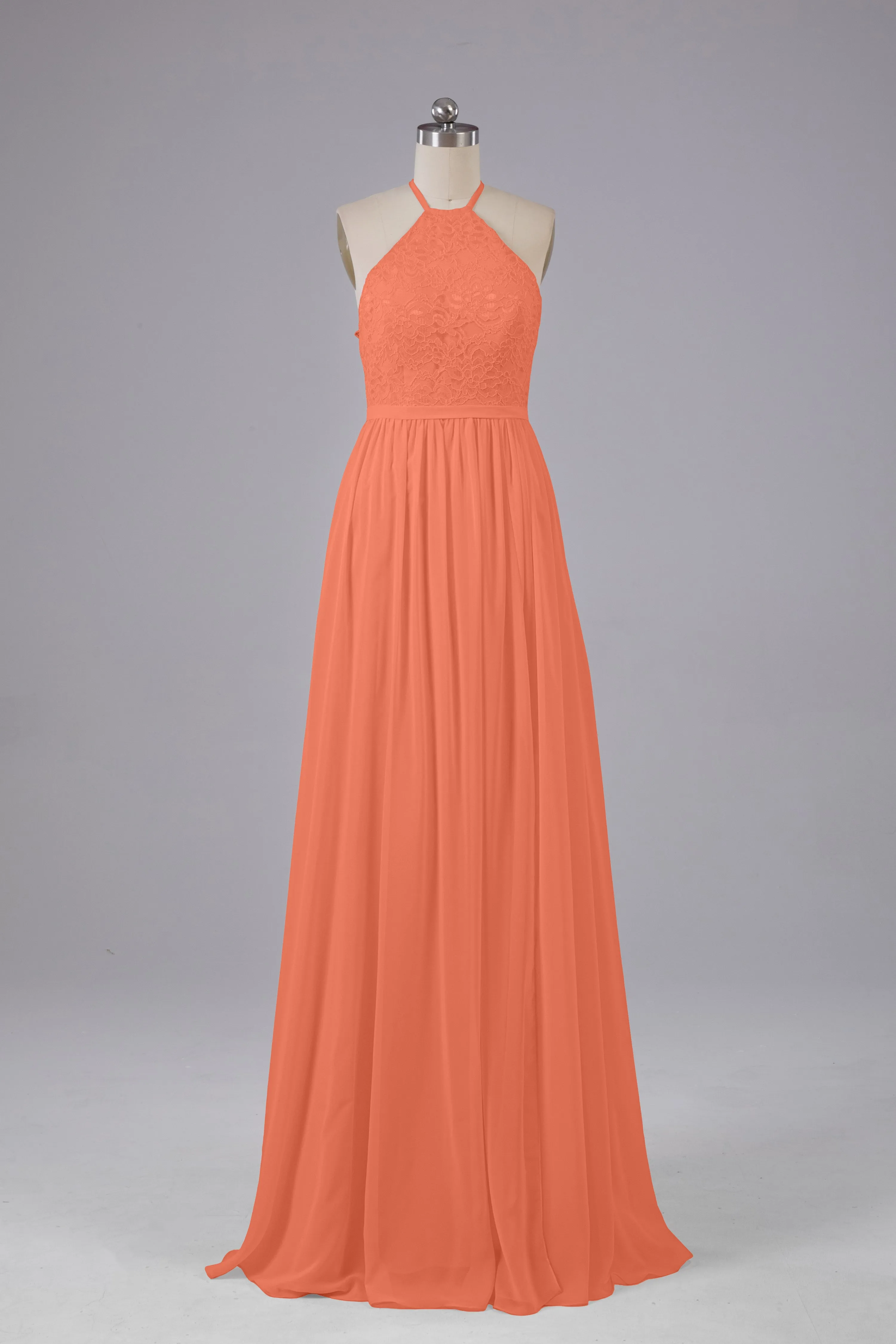 Chiffon Halter A-line Floor Length Bridesmaid Dresses