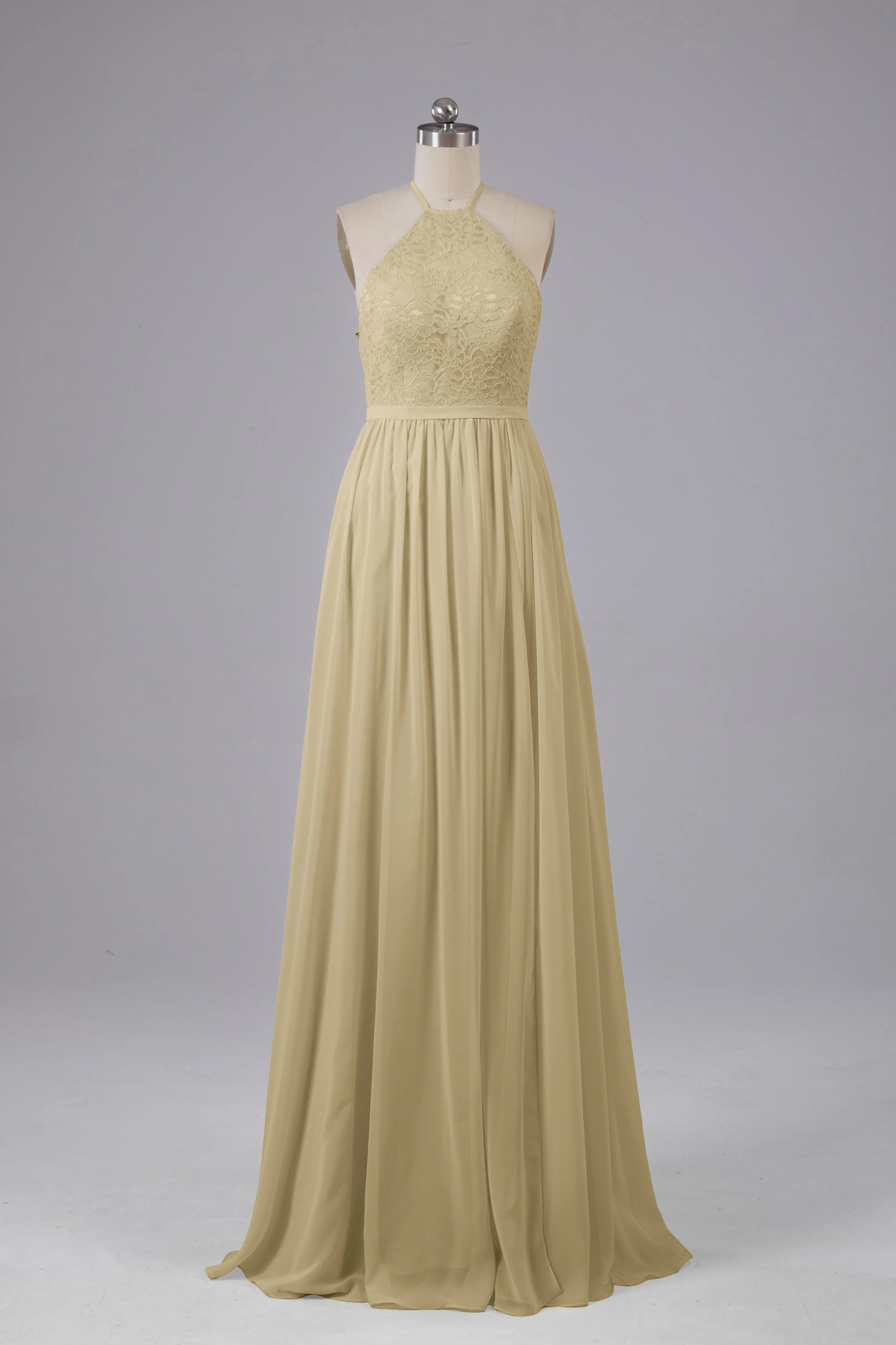 Chiffon Halter A-line Floor Length Bridesmaid Dresses