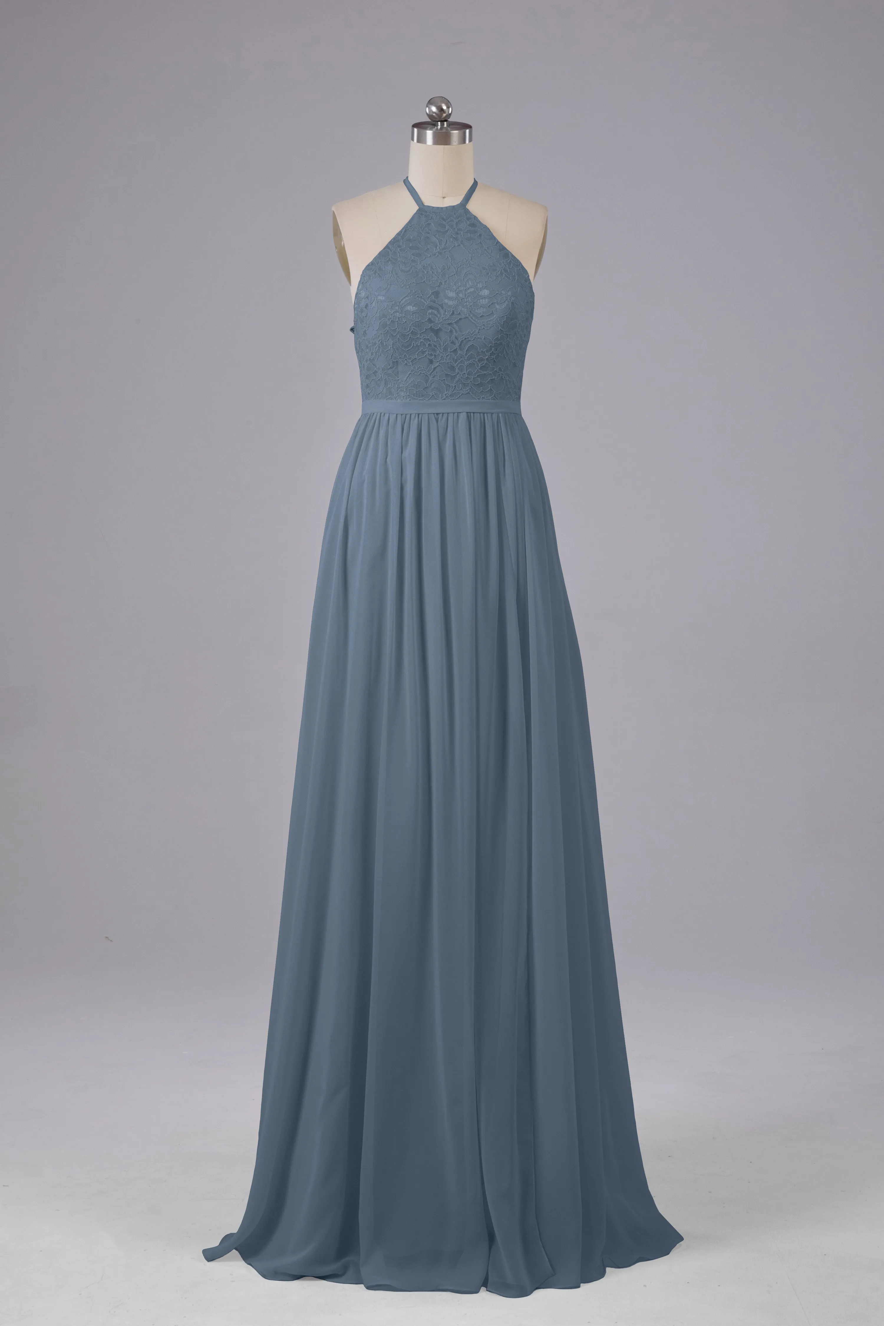 Chiffon Halter A-line Floor Length Bridesmaid Dresses