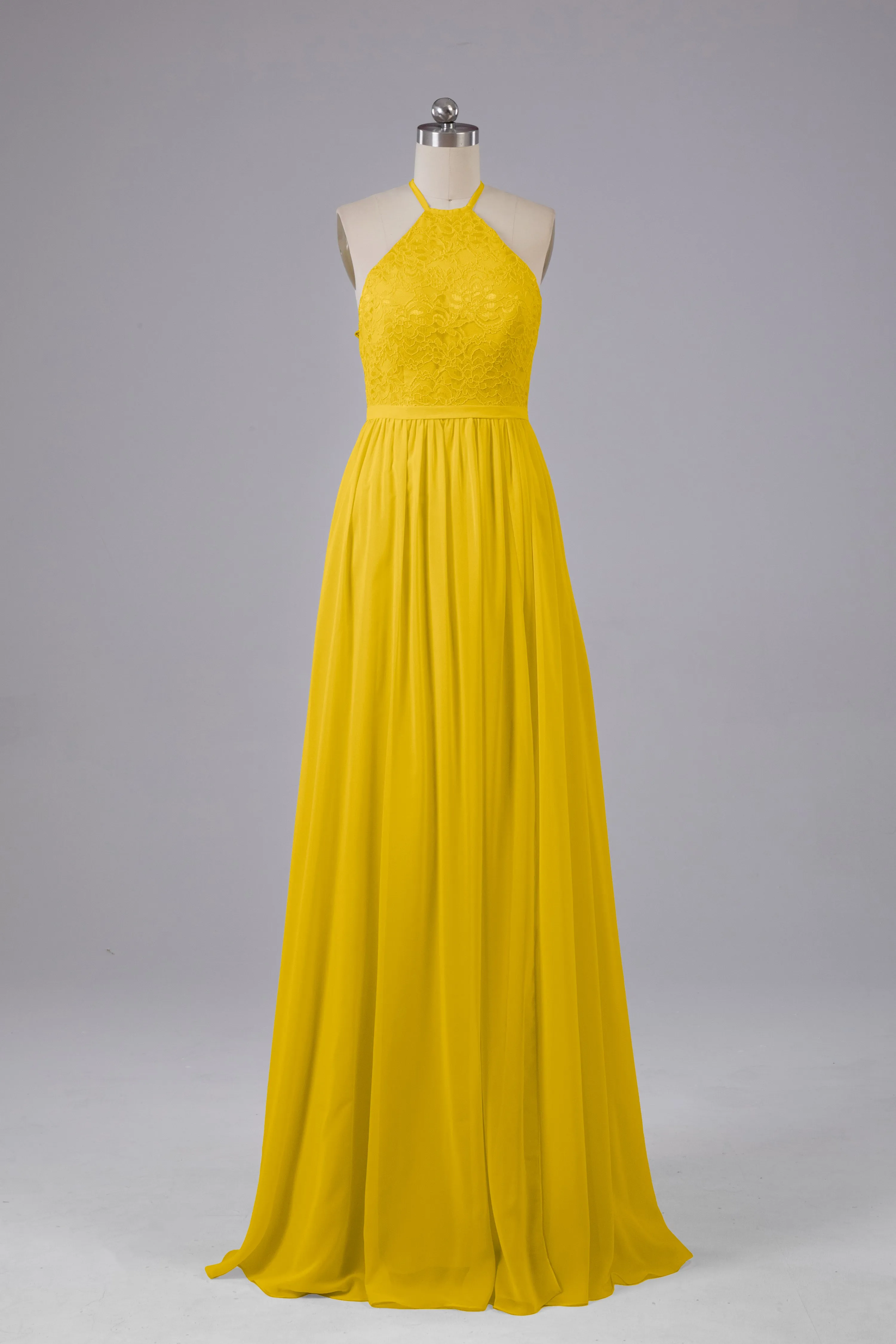 Chiffon Halter A-line Floor Length Bridesmaid Dresses
