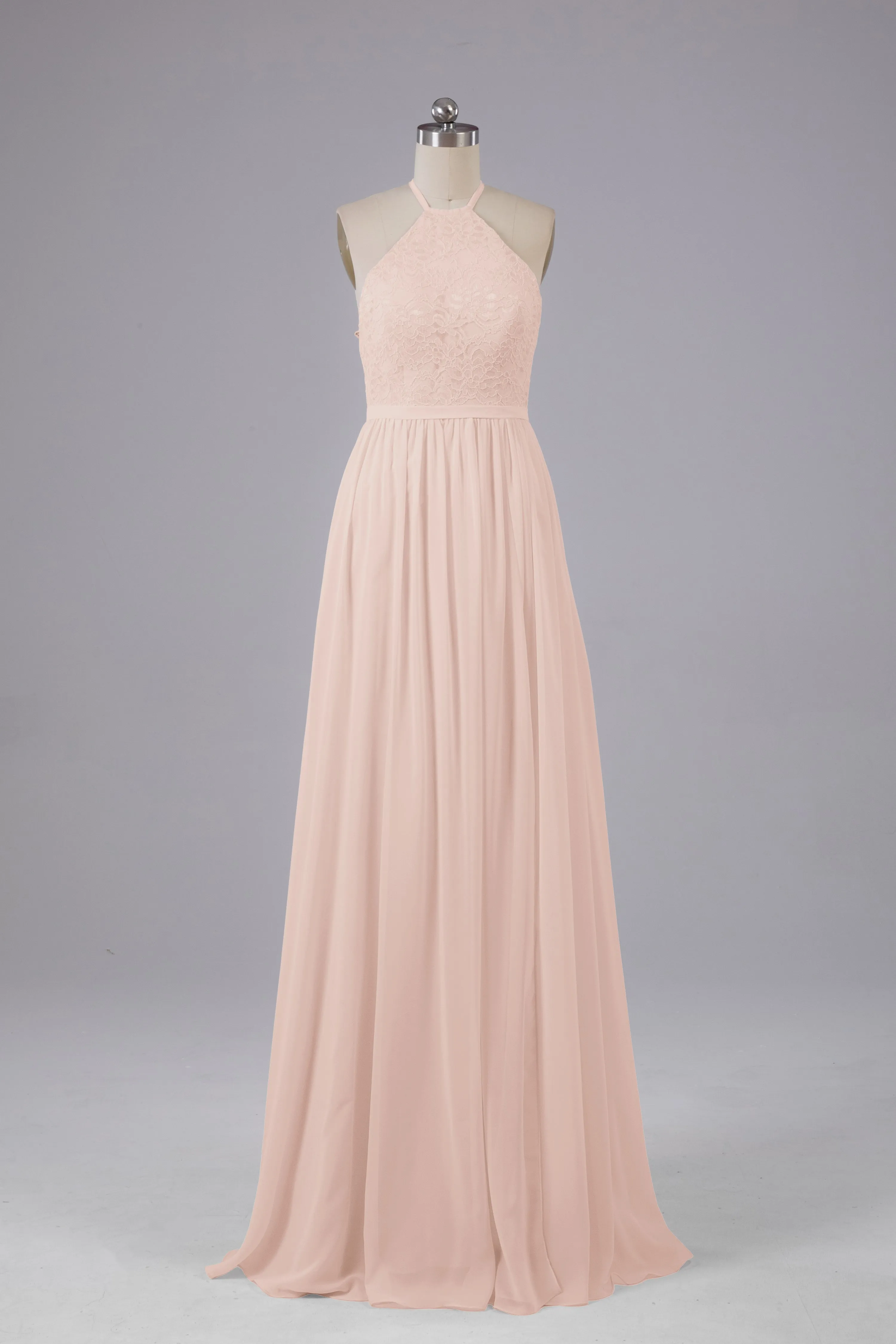 Chiffon Halter A-line Floor Length Bridesmaid Dresses