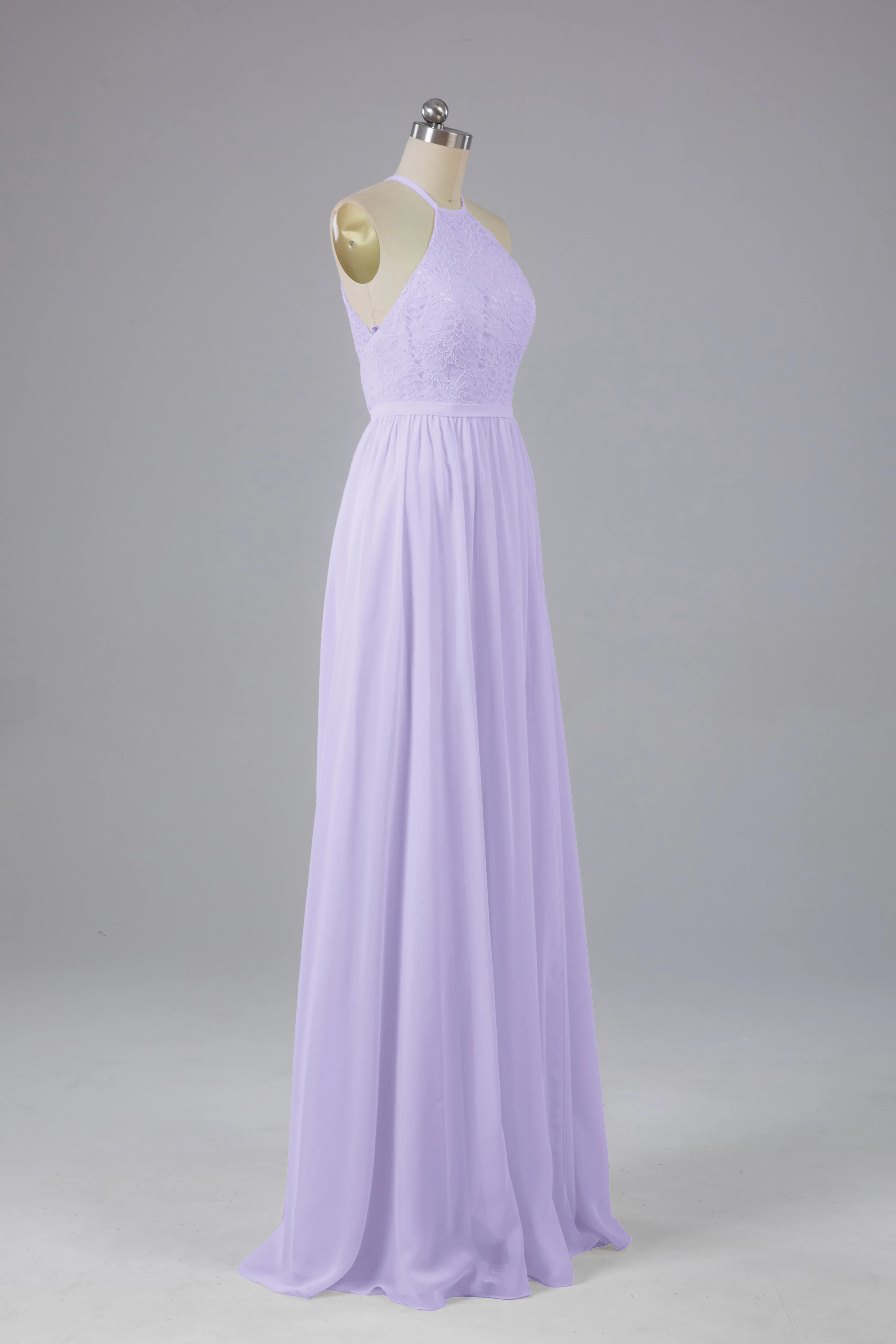 Chiffon Halter A-line Floor Length Bridesmaid Dresses