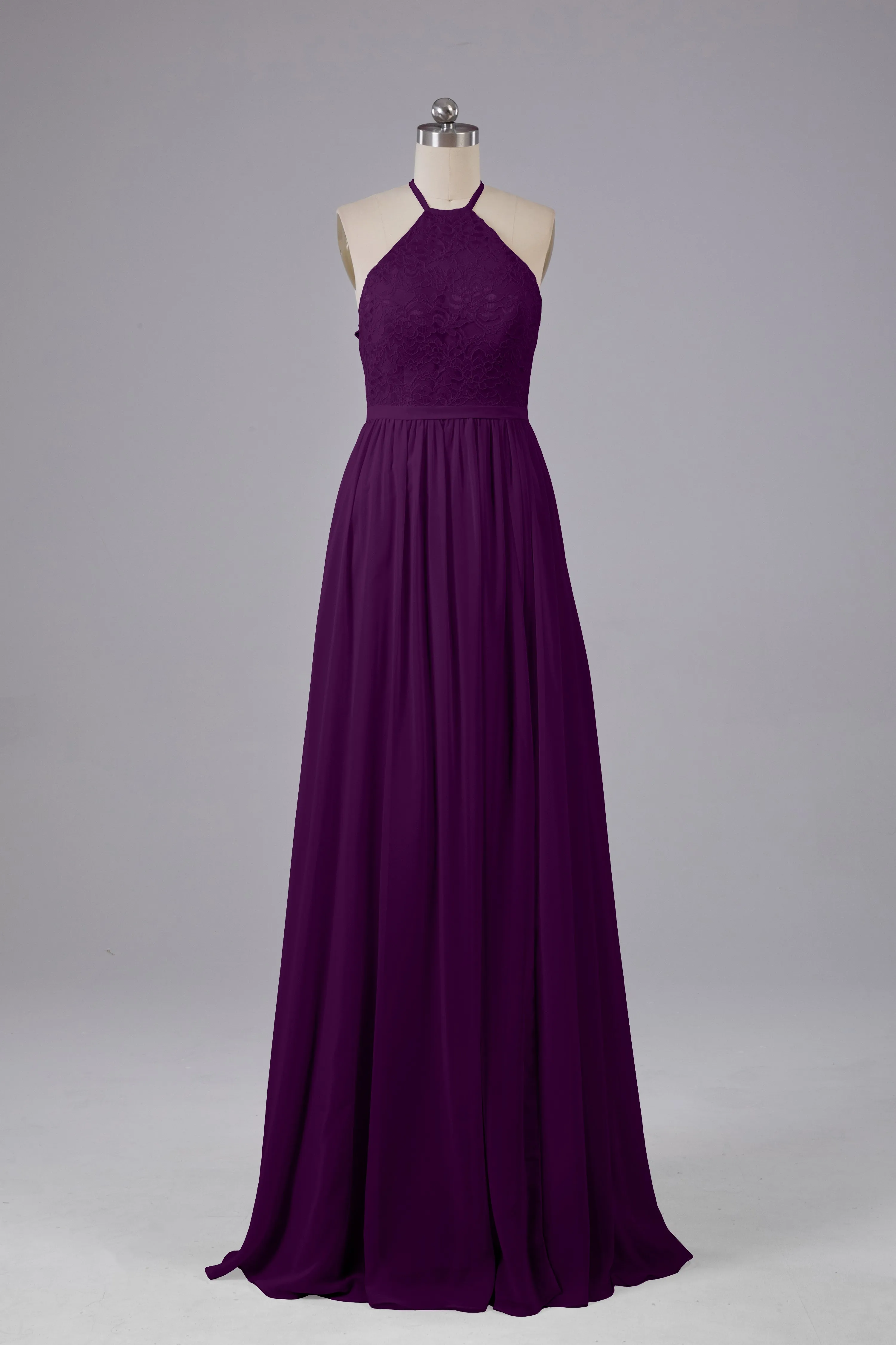 Chiffon Halter A-line Floor Length Bridesmaid Dresses