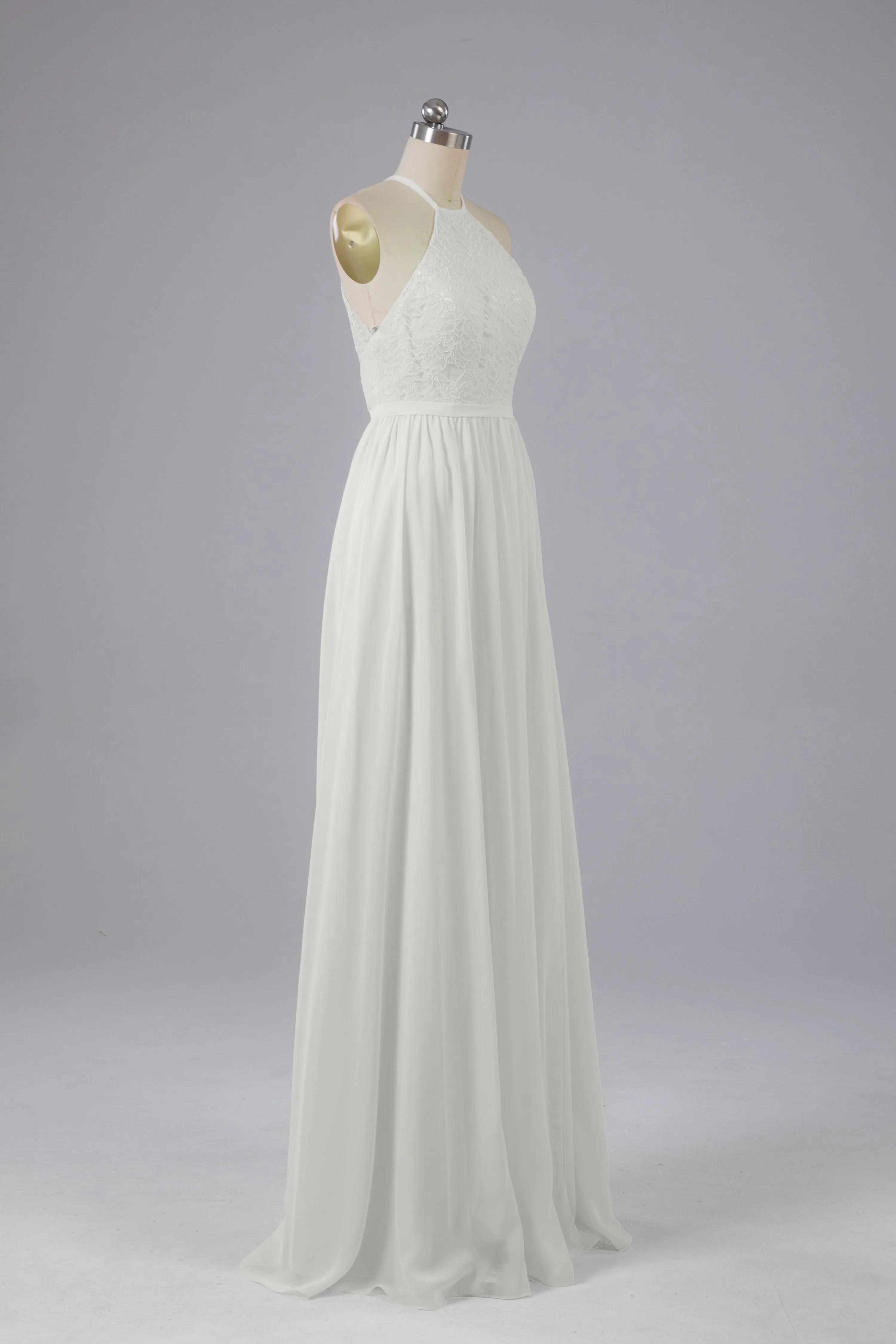 Chiffon Halter A-line Floor Length Bridesmaid Dresses